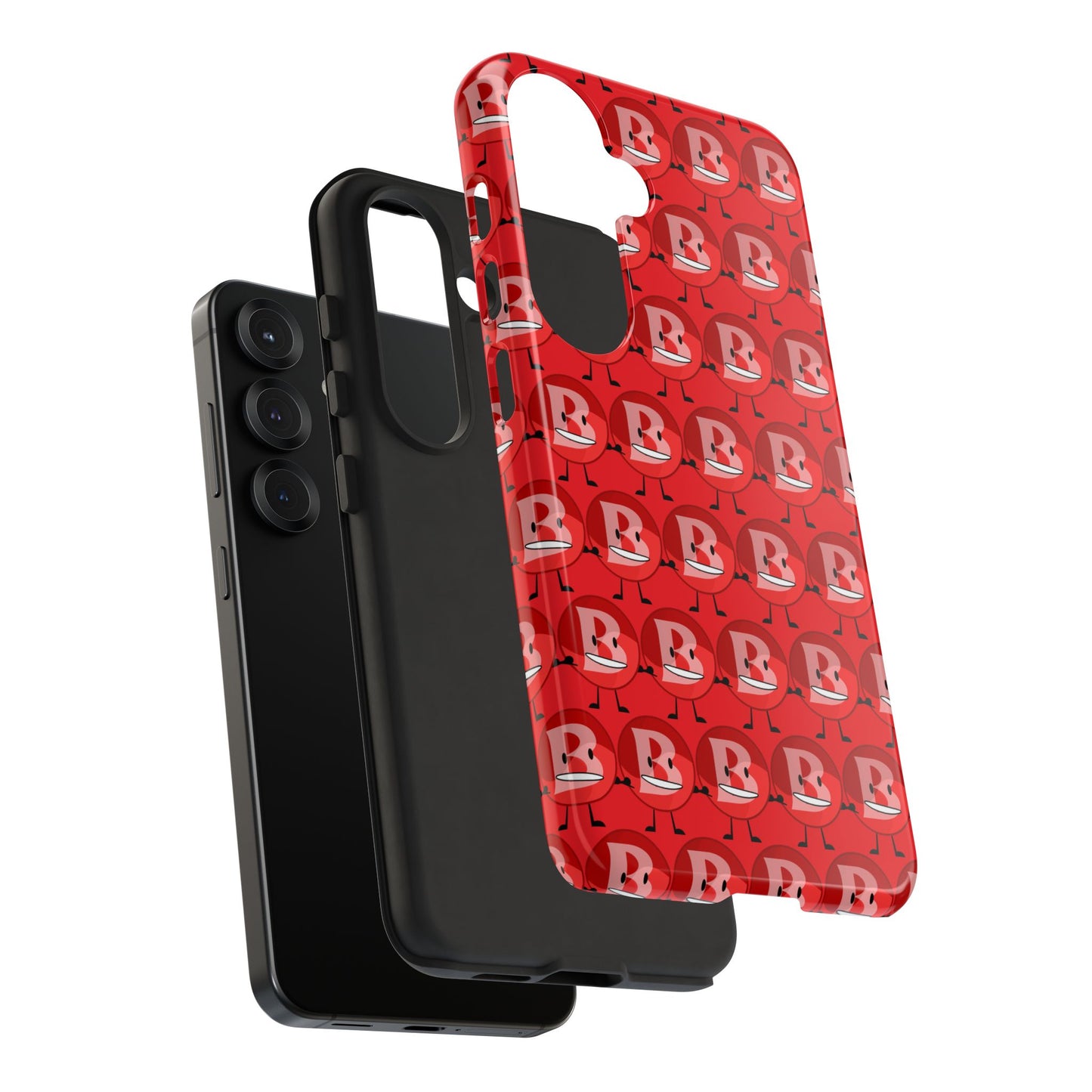Red Patterned ‘B’ Tough Phone Case — Protective Slim Case with Cute Repeating Initial Design