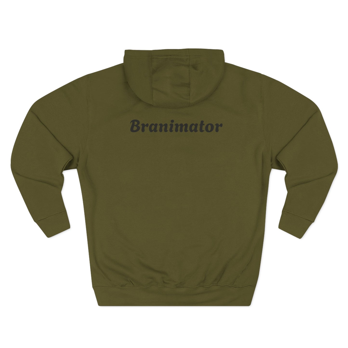 Funny Red Button Character Hoodie – "Branimator" Graphic Fleece Pullover