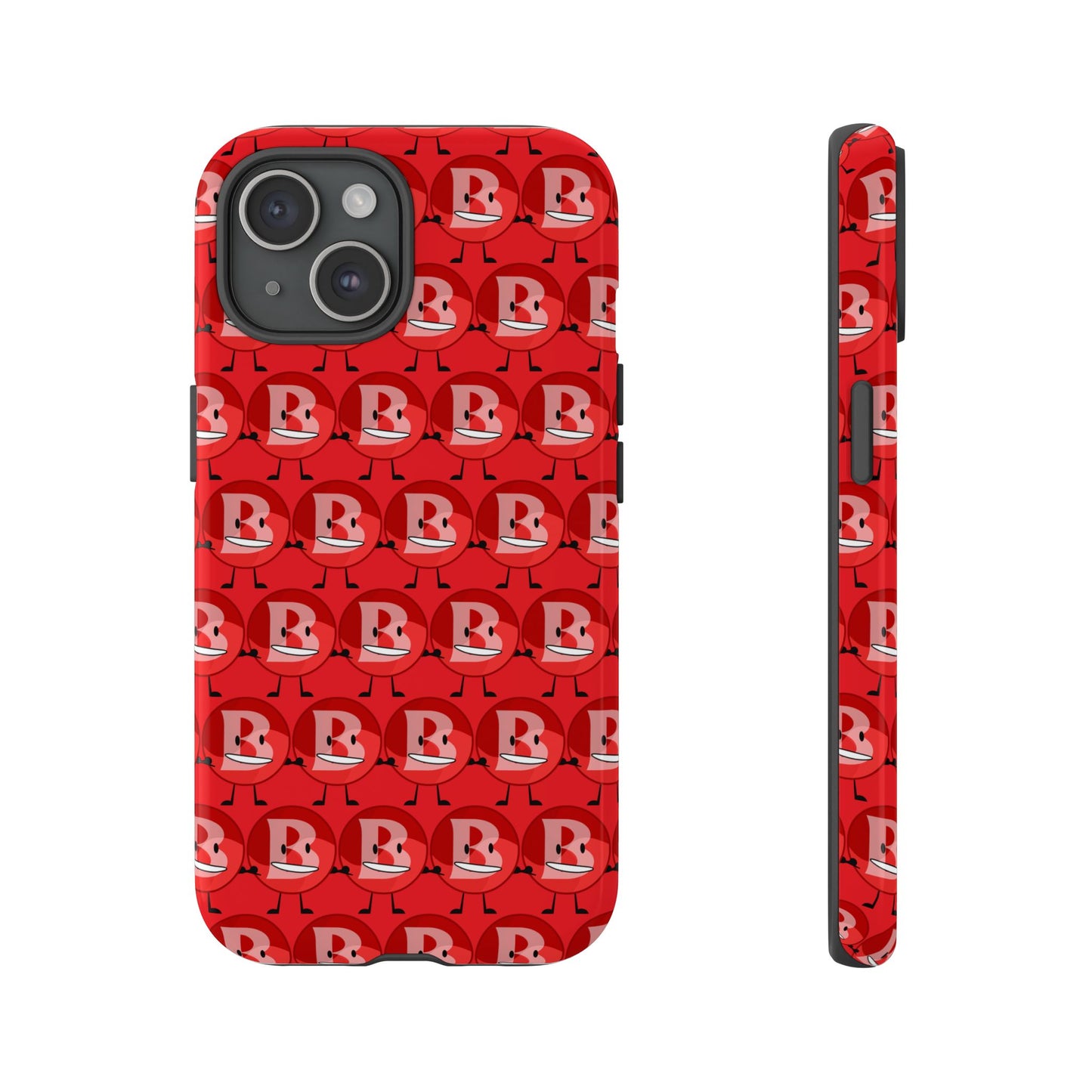 Red Patterned ‘B’ Tough Phone Case — Protective Slim Case with Cute Repeating Initial Design