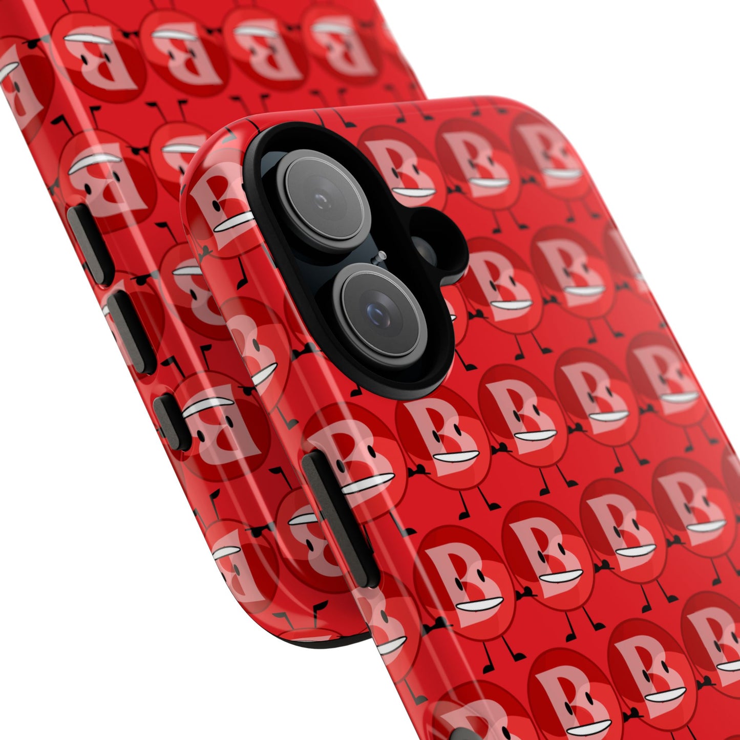Red Patterned ‘B’ Tough Phone Case — Protective Slim Case with Cute Repeating Initial Design