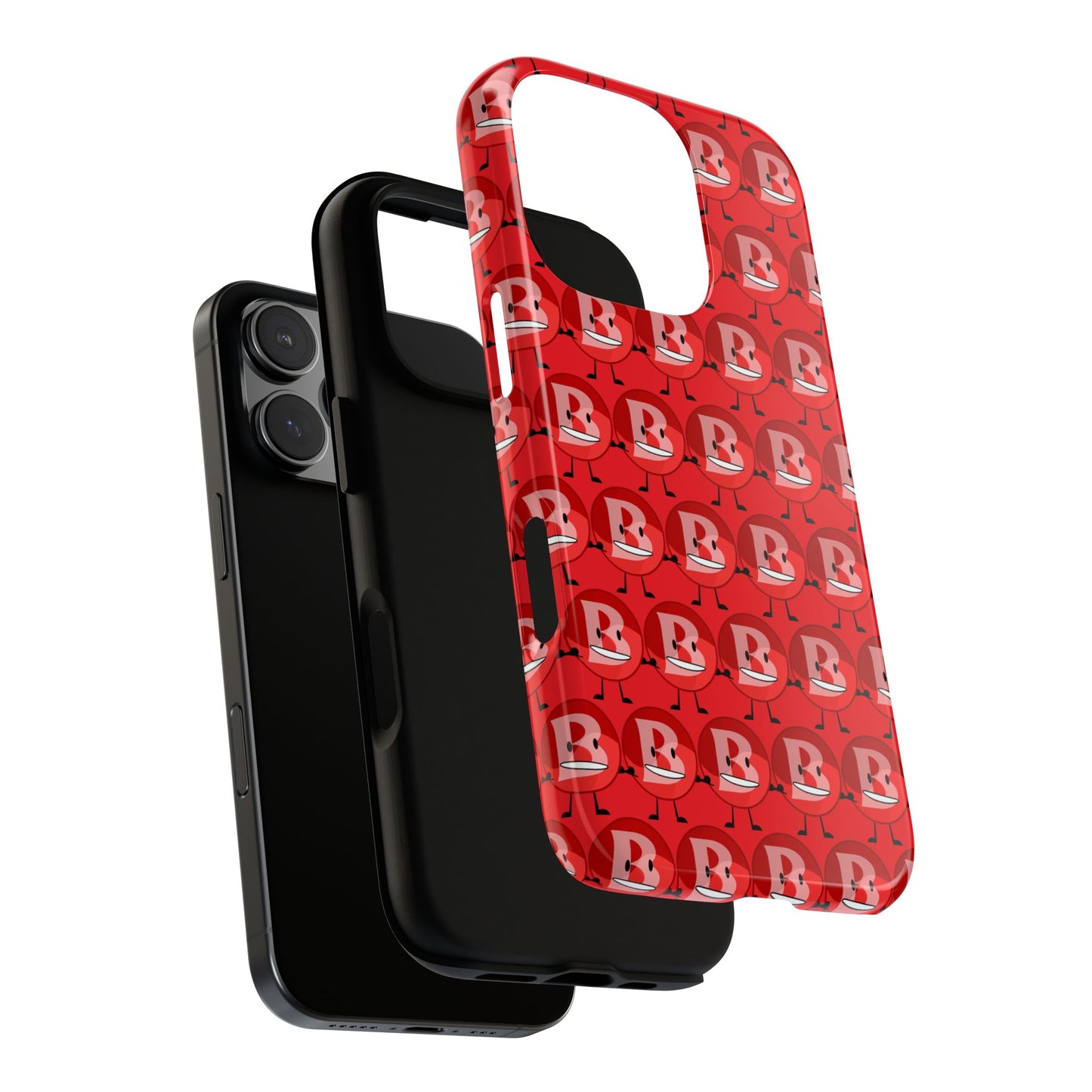 Red Patterned ‘B’ Tough Phone Case — Protective Slim Case with Cute Repeating Initial Design
