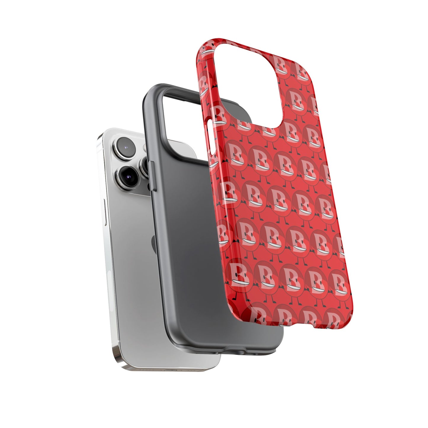 Red Patterned ‘B’ Tough Phone Case — Protective Slim Case with Cute Repeating Initial Design