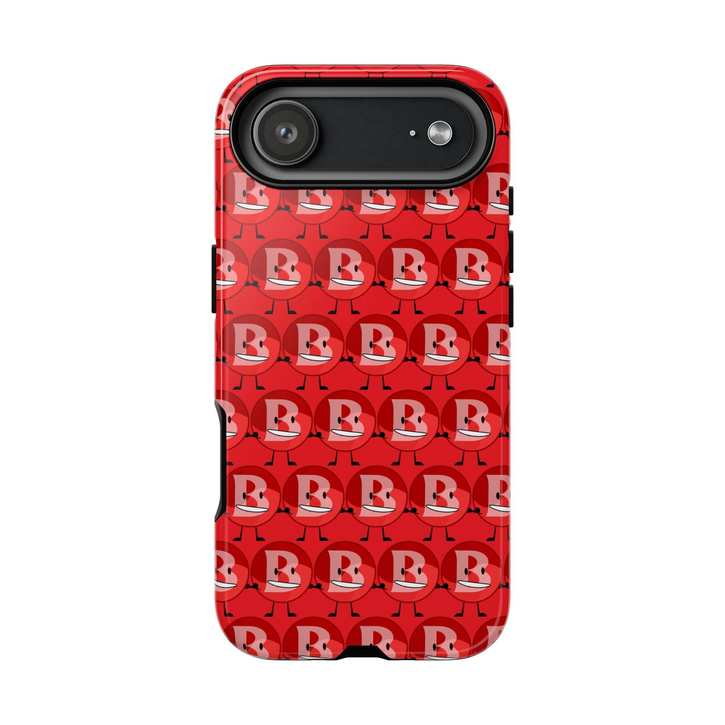 Red Patterned ‘B’ Tough Phone Case — Protective Slim Case with Cute Repeating Initial Design