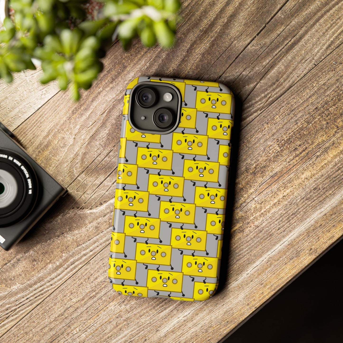 Cute Yellow Brick Pattern Phone Case — Cute Face Cartoon Protective iPhone Cover