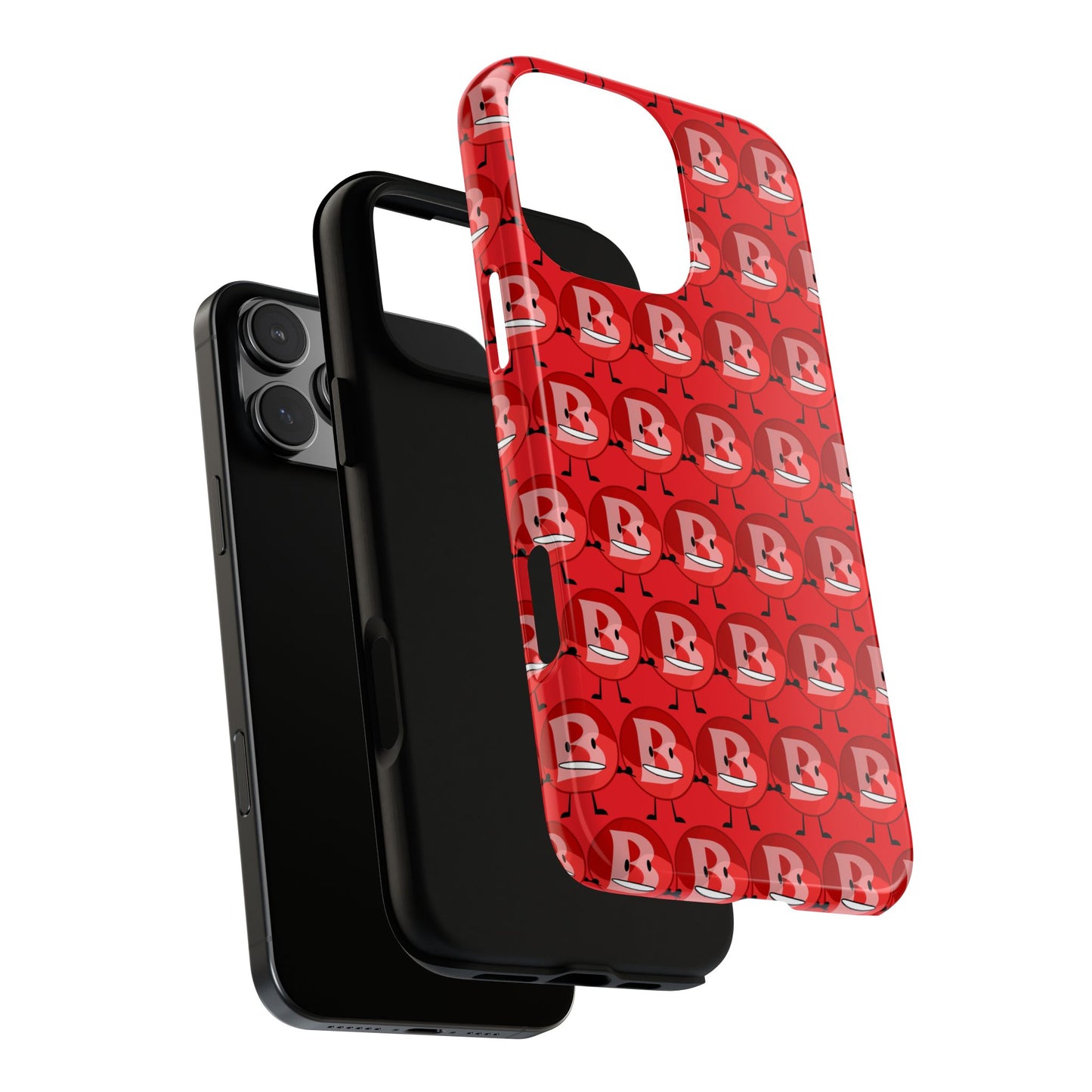 Red Patterned ‘B’ Tough Phone Case — Protective Slim Case with Cute Repeating Initial Design