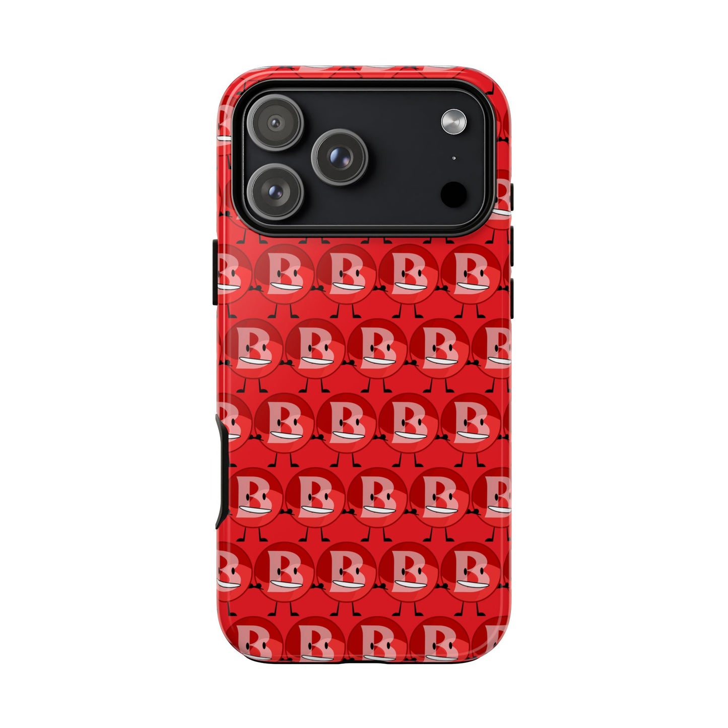 Red Patterned ‘B’ Tough Phone Case — Protective Slim Case with Cute Repeating Initial Design