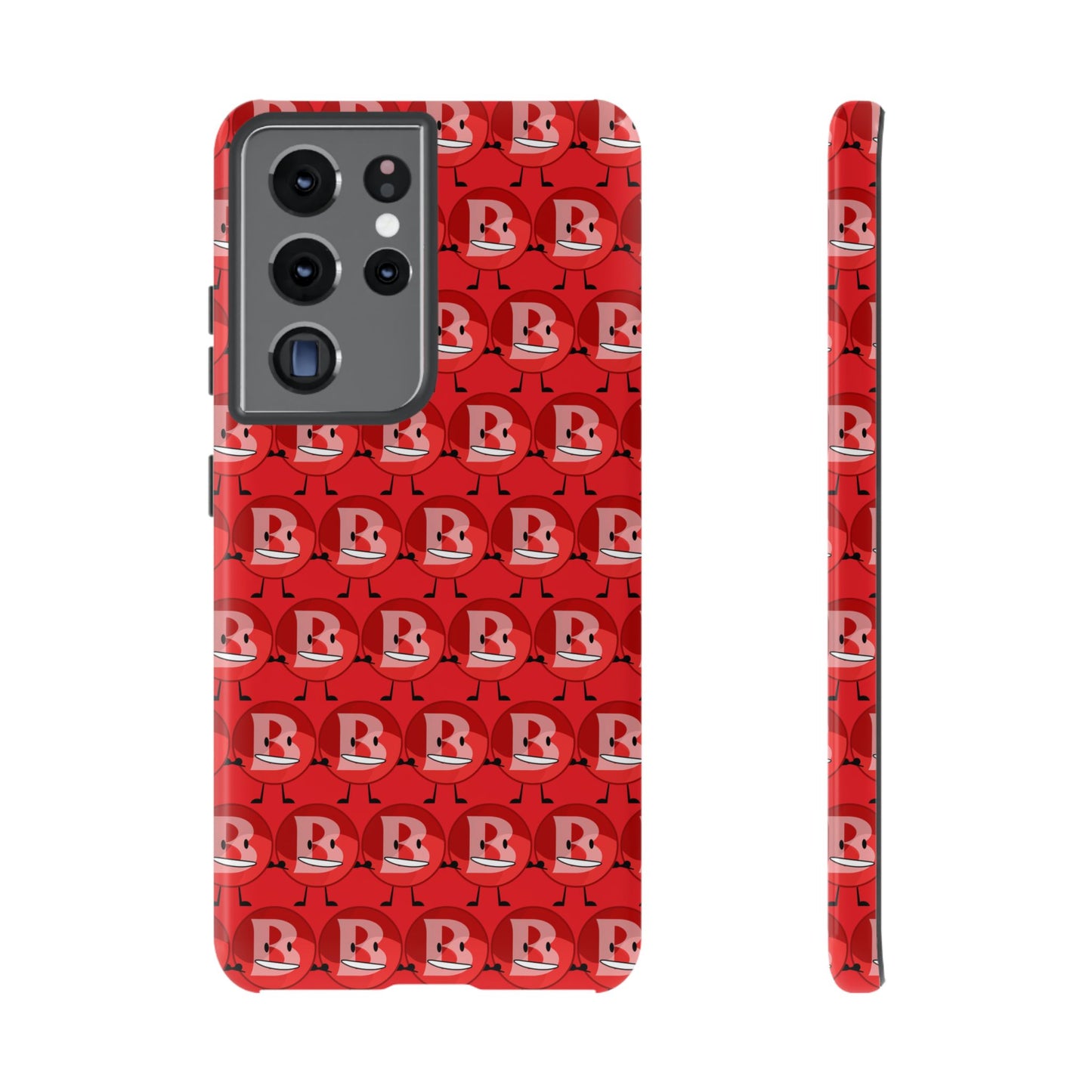 Red Patterned ‘B’ Tough Phone Case — Protective Slim Case with Cute Repeating Initial Design