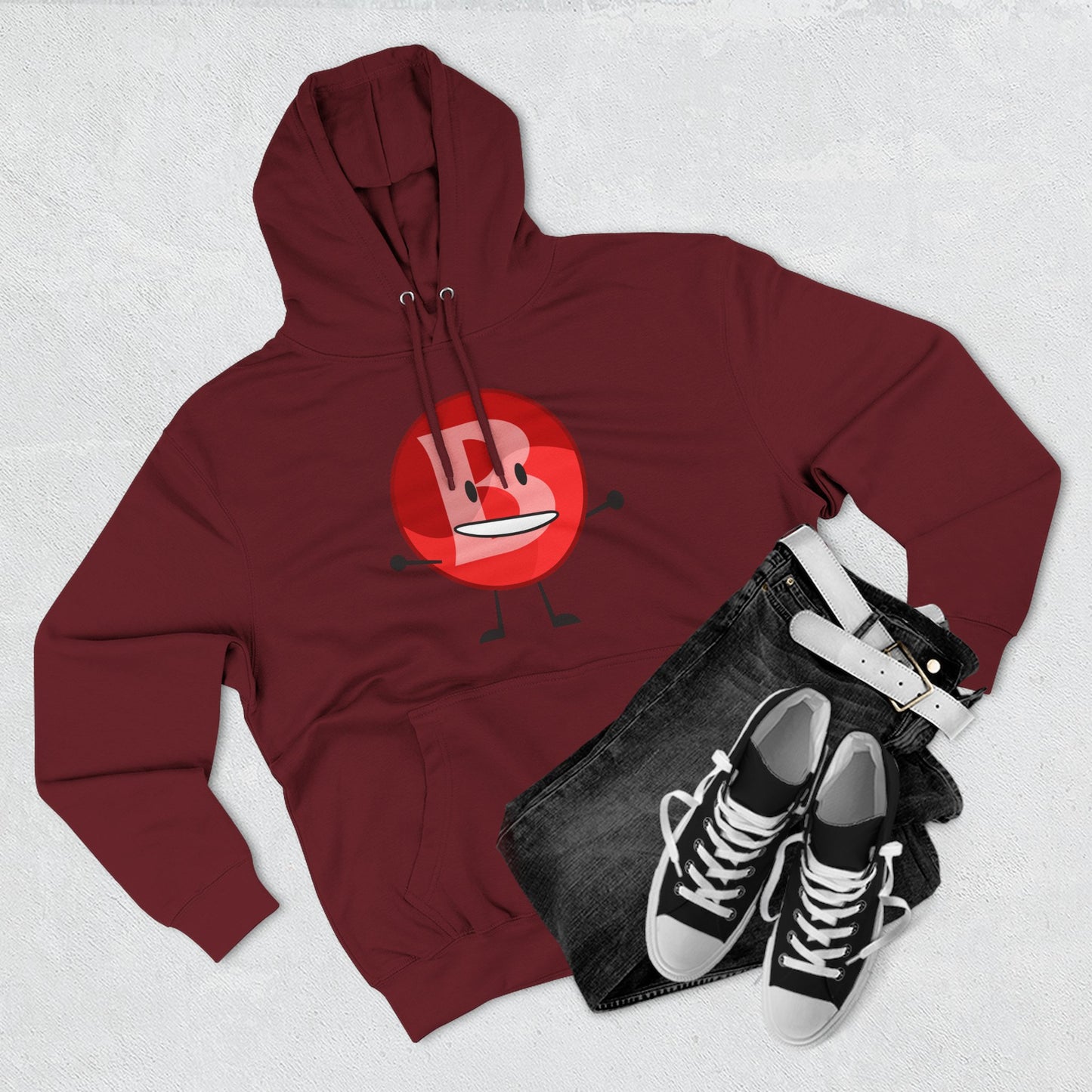 Funny Red Button Character Hoodie – "Branimator" Graphic Fleece Pullover