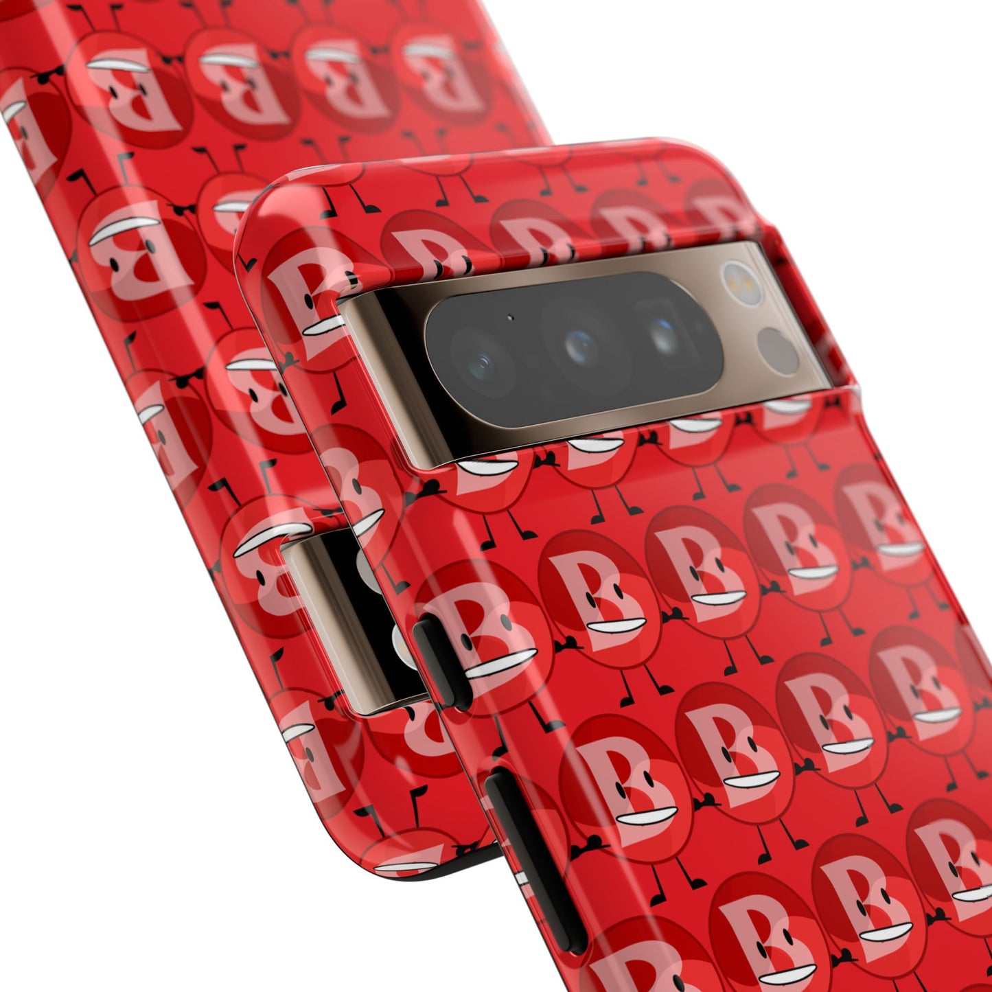 Red Patterned ‘B’ Tough Phone Case — Protective Slim Case with Cute Repeating Initial Design