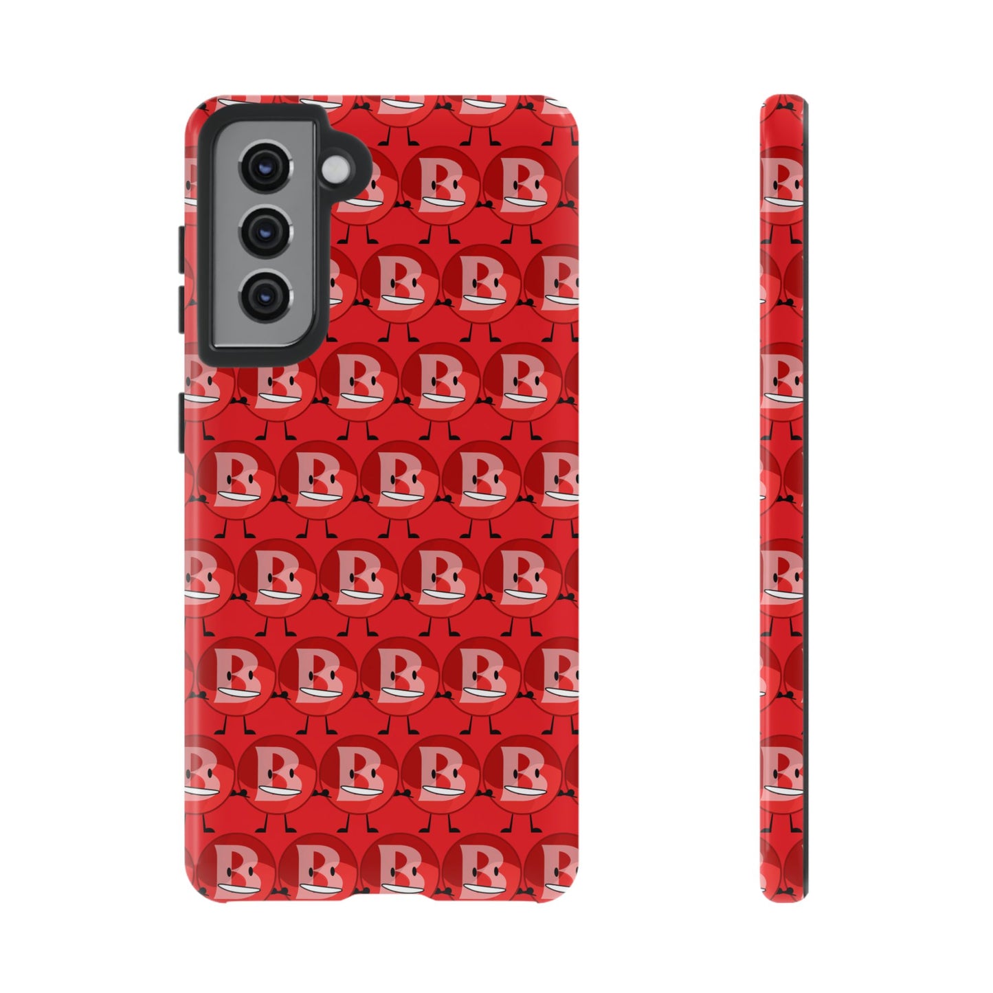 Red Patterned ‘B’ Tough Phone Case — Protective Slim Case with Cute Repeating Initial Design