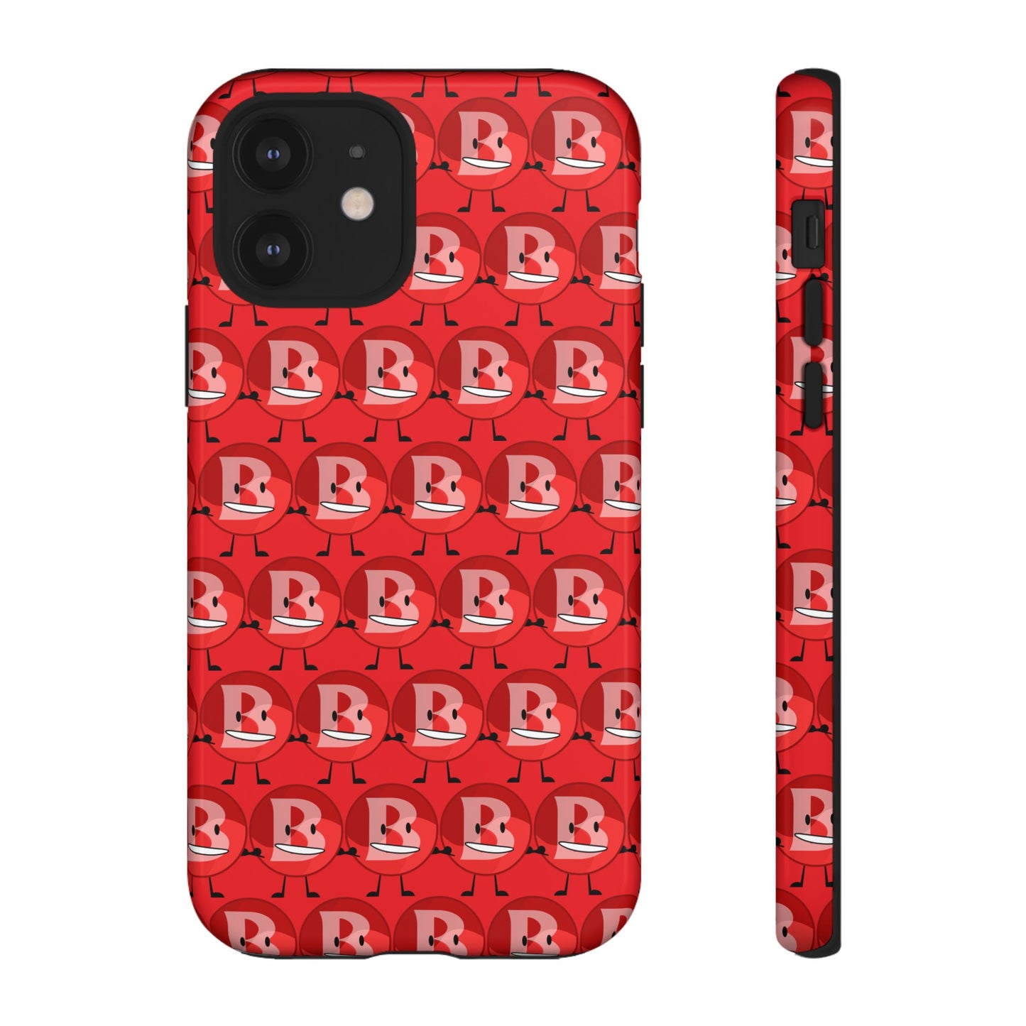 Red Patterned ‘B’ Tough Phone Case — Protective Slim Case with Cute Repeating Initial Design