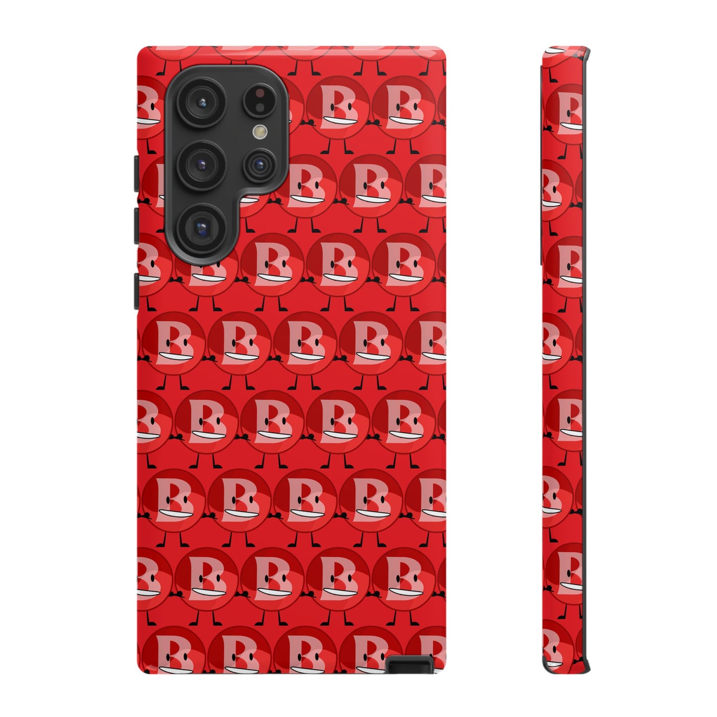 Red Patterned ‘B’ Tough Phone Case — Protective Slim Case with Cute Repeating Initial Design