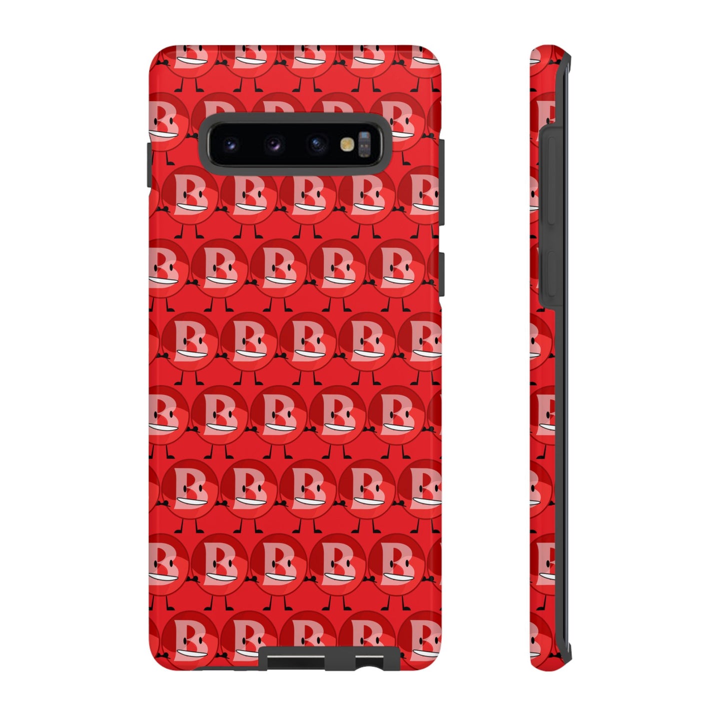 Red Patterned ‘B’ Tough Phone Case — Protective Slim Case with Cute Repeating Initial Design