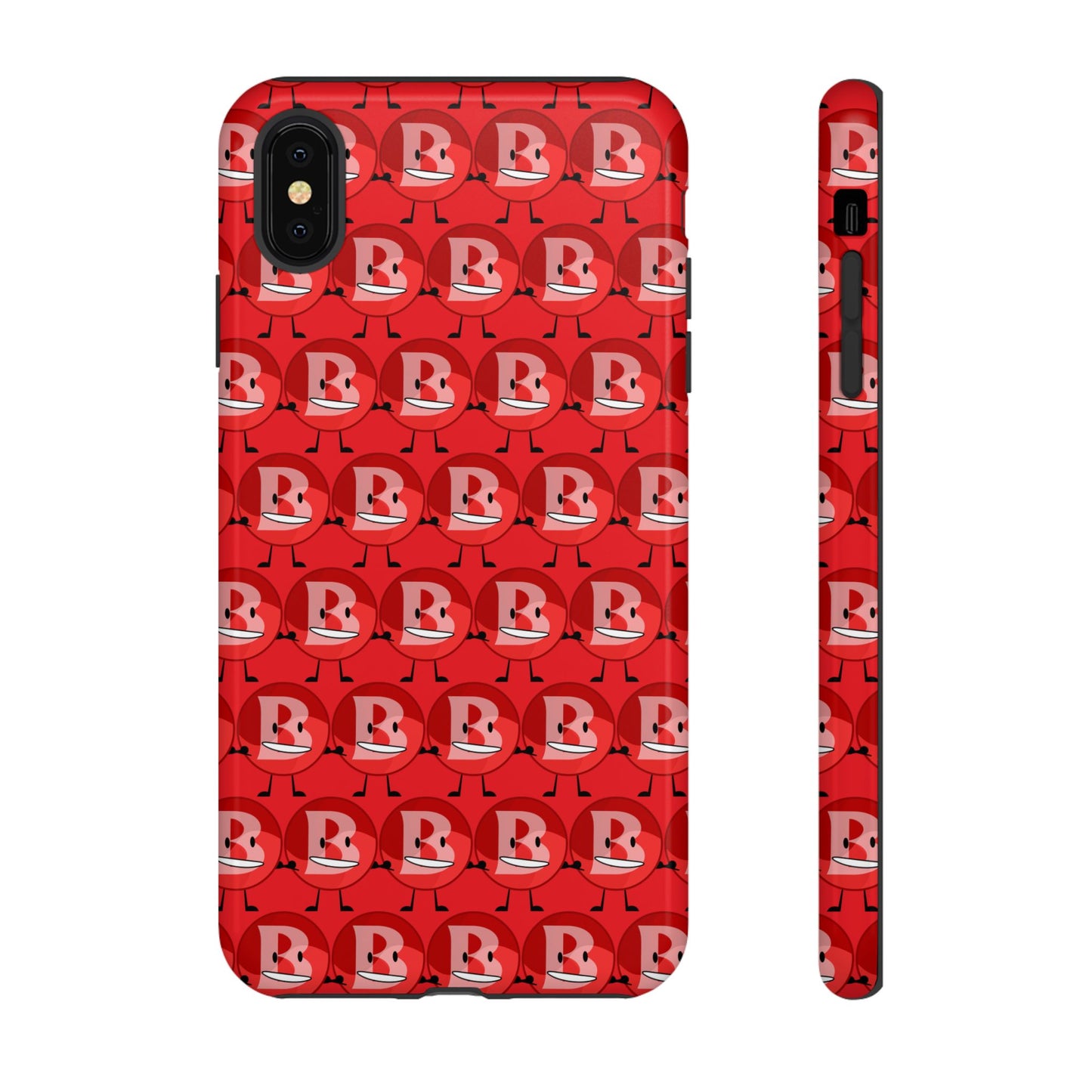 Red Patterned ‘B’ Tough Phone Case — Protective Slim Case with Cute Repeating Initial Design