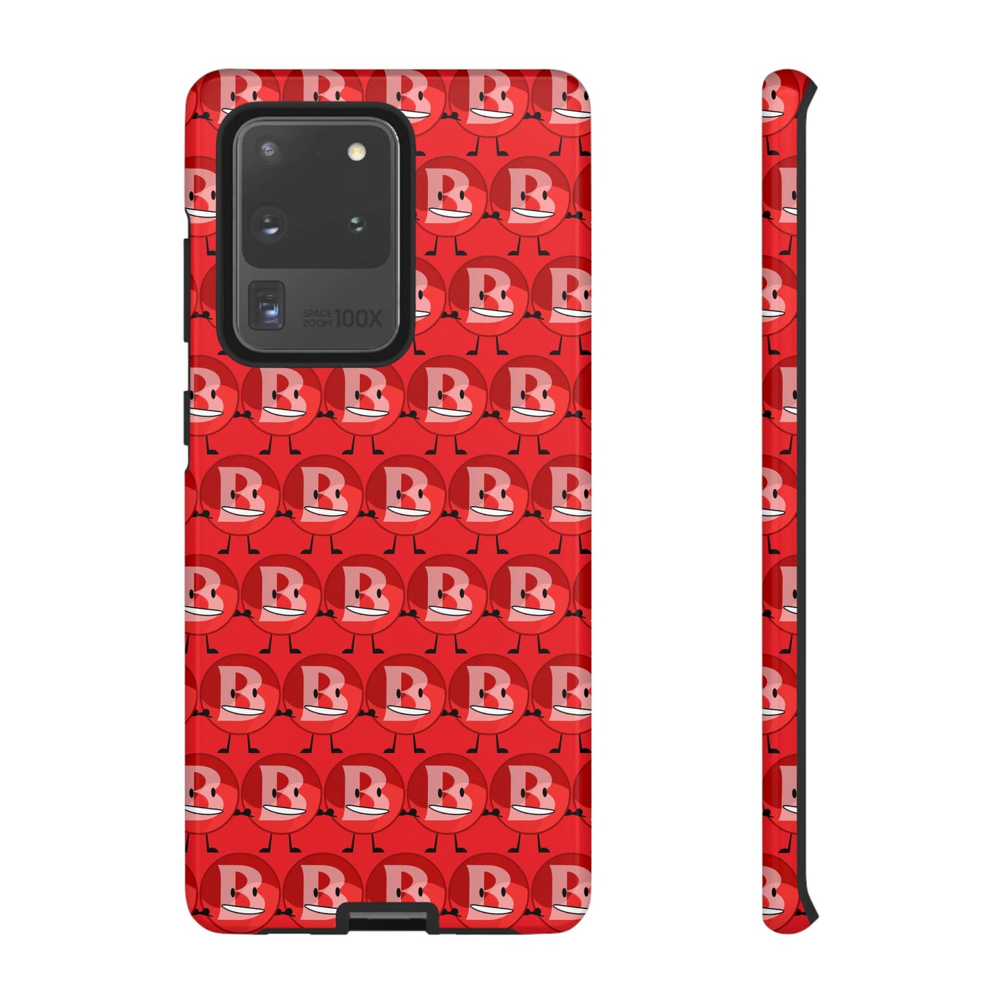 Red Patterned ‘B’ Tough Phone Case — Protective Slim Case with Cute Repeating Initial Design