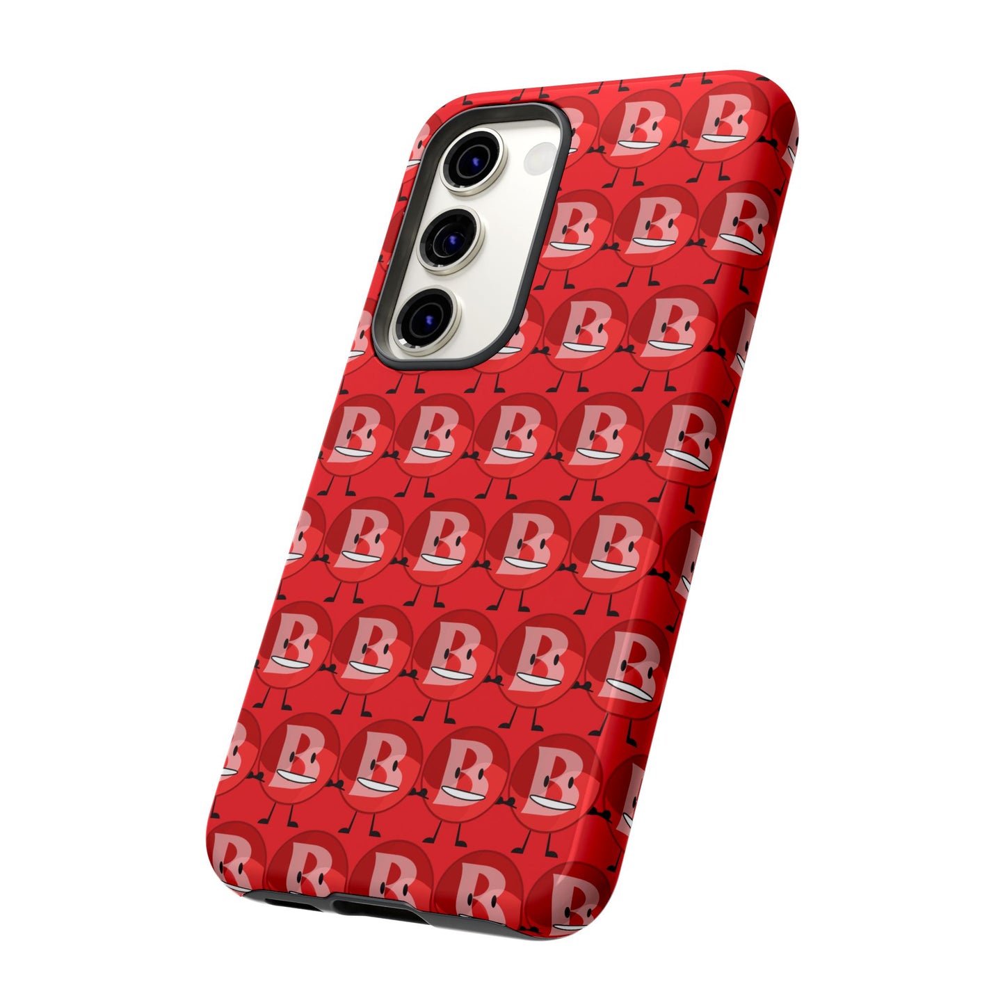 Red Patterned ‘B’ Tough Phone Case — Protective Slim Case with Cute Repeating Initial Design