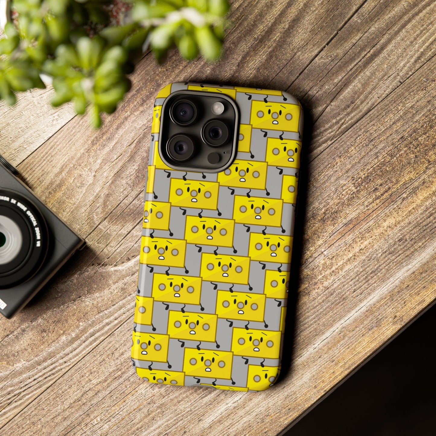 Cute Yellow Brick Pattern Phone Case — Cute Face Cartoon Protective iPhone Cover