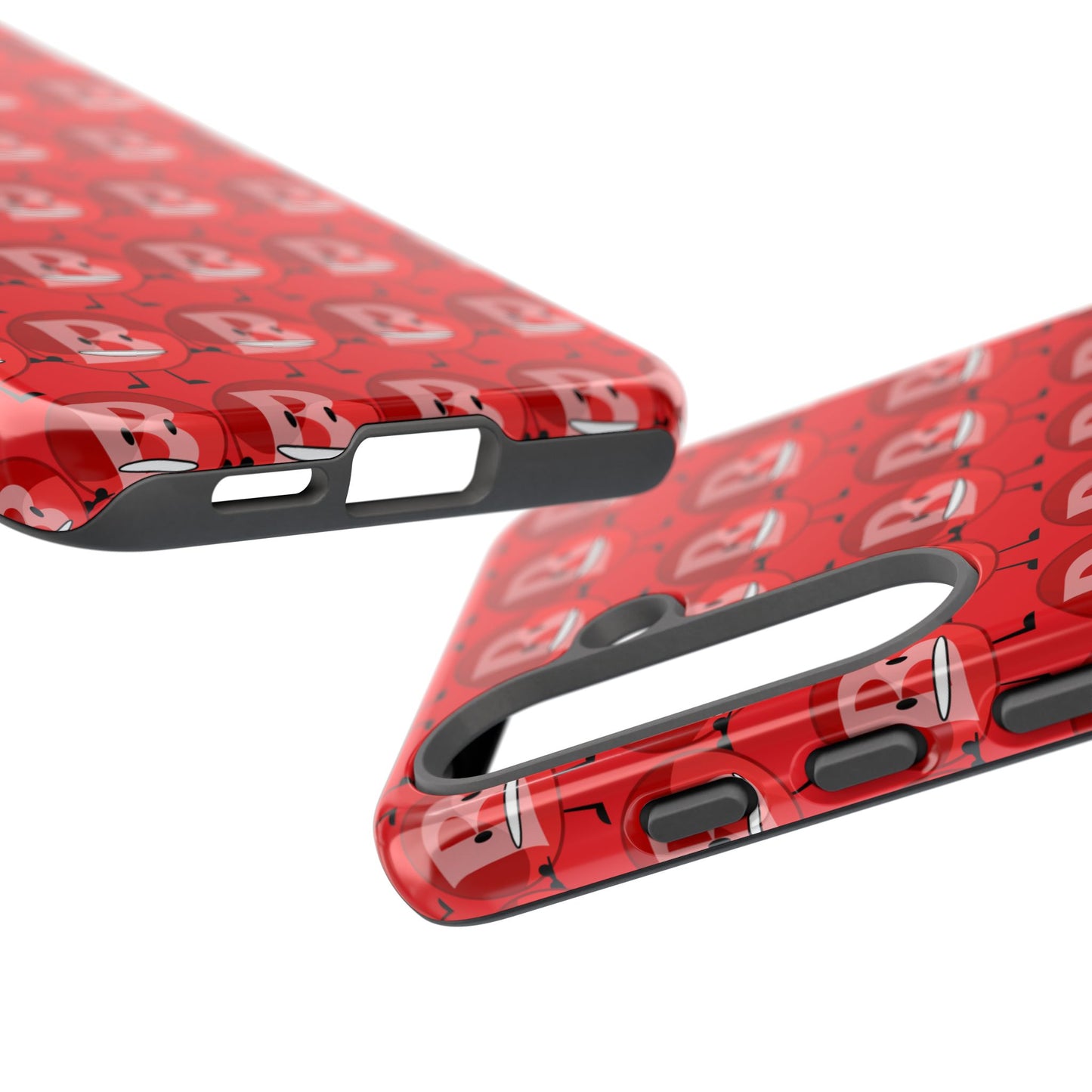 Red Patterned ‘B’ Tough Phone Case — Protective Slim Case with Cute Repeating Initial Design