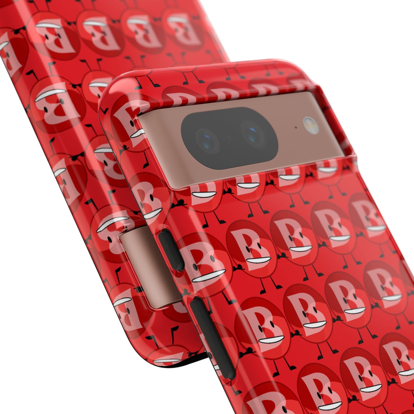 Red Patterned ‘B’ Tough Phone Case — Protective Slim Case with Cute Repeating Initial Design