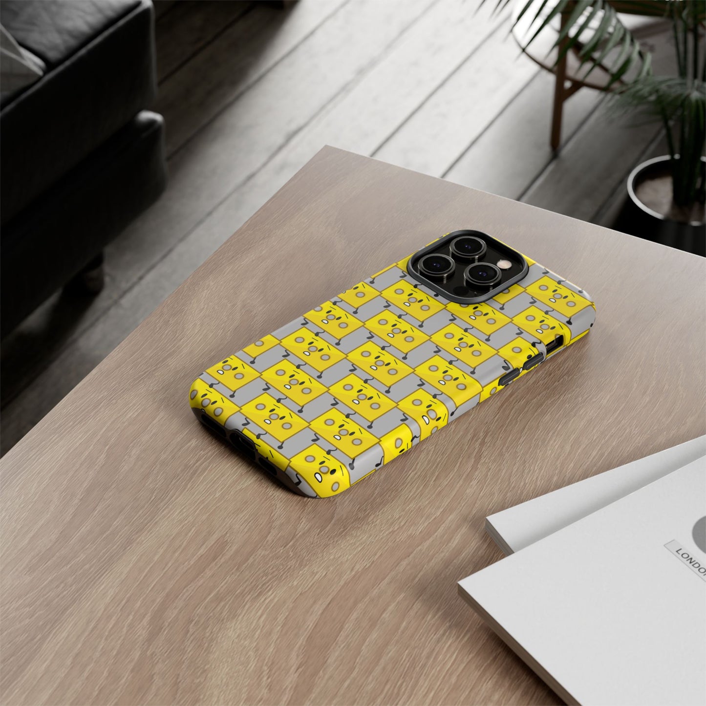 Cute Yellow Brick Pattern Phone Case — Cute Face Cartoon Protective iPhone Cover