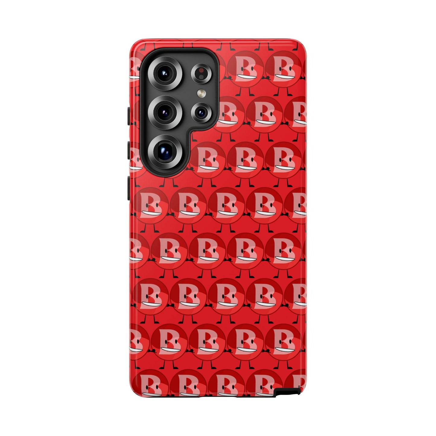 Red Patterned ‘B’ Tough Phone Case — Protective Slim Case with Cute Repeating Initial Design
