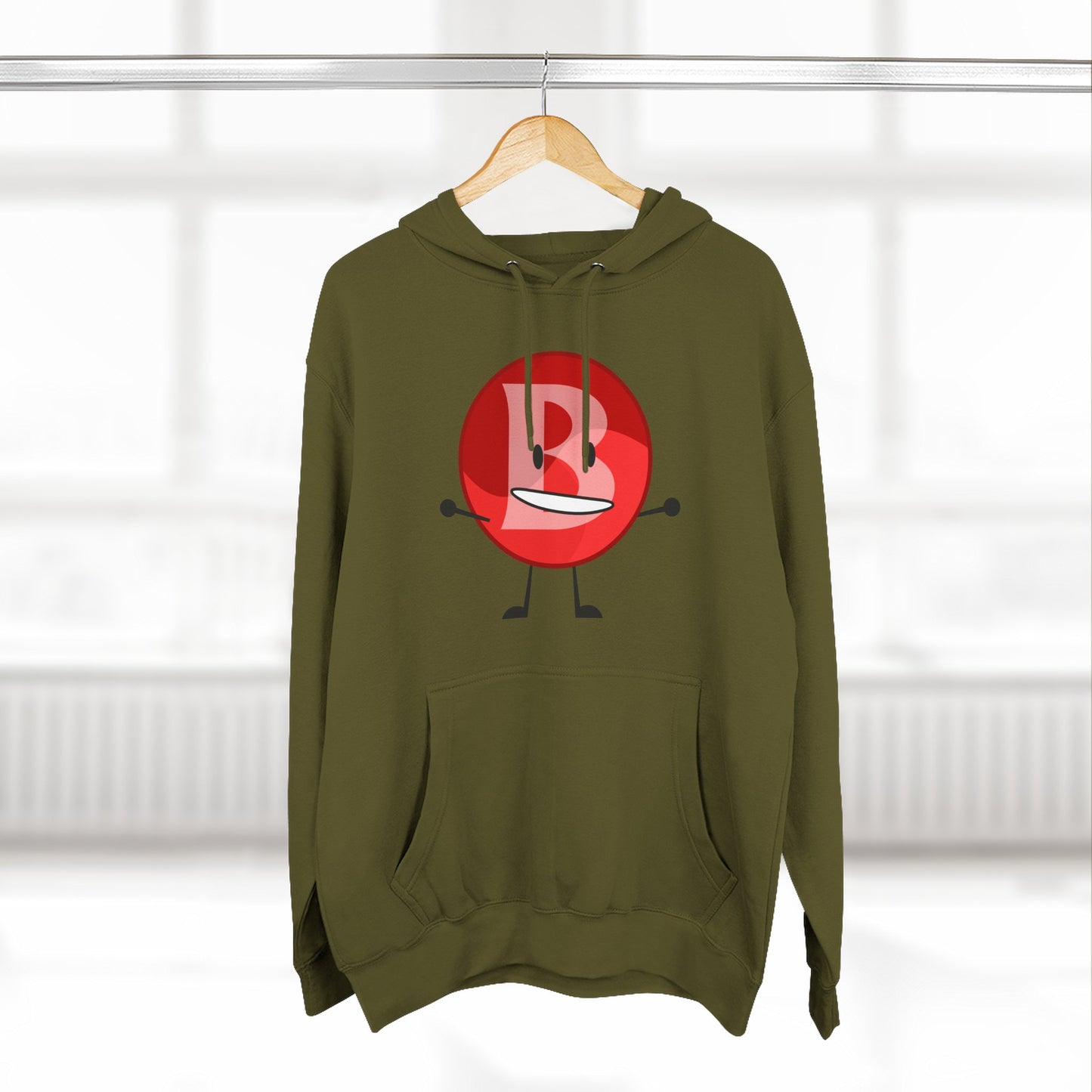 Funny Red Button Character Hoodie – "Branimator" Graphic Fleece Pullover