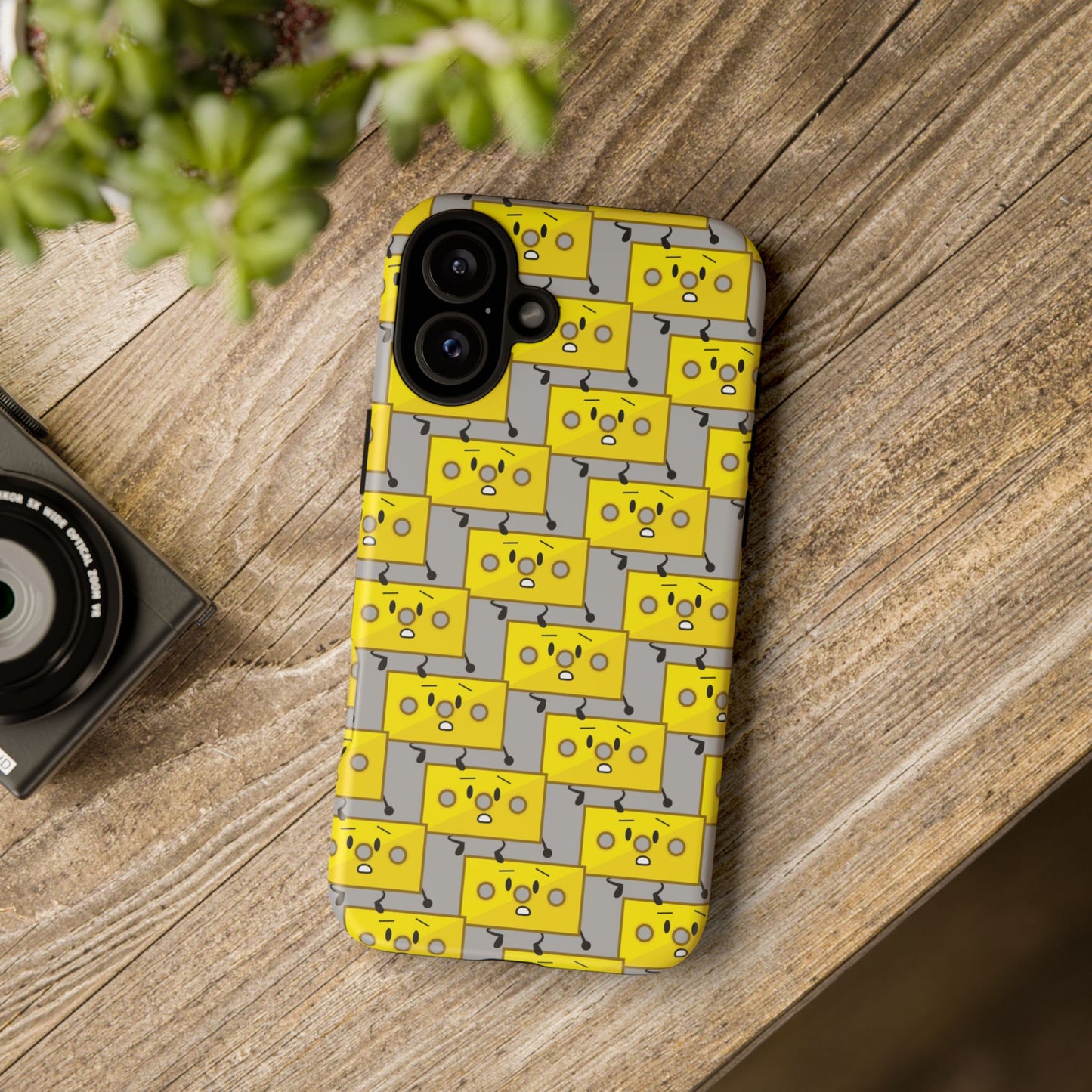 Cute Yellow Brick Pattern Phone Case — Cute Face Cartoon Protective iPhone Cover
