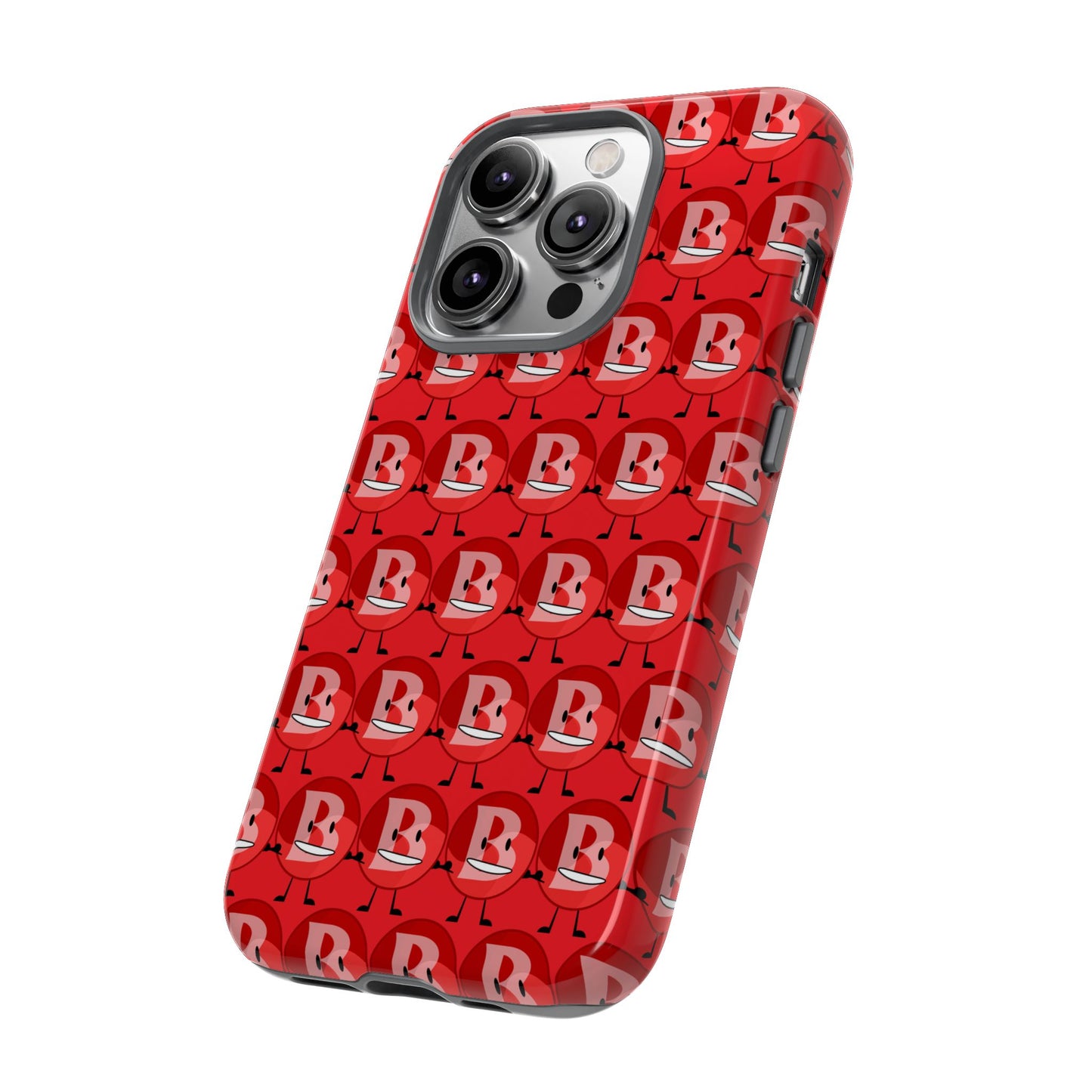 Red Patterned ‘B’ Tough Phone Case — Protective Slim Case with Cute Repeating Initial Design