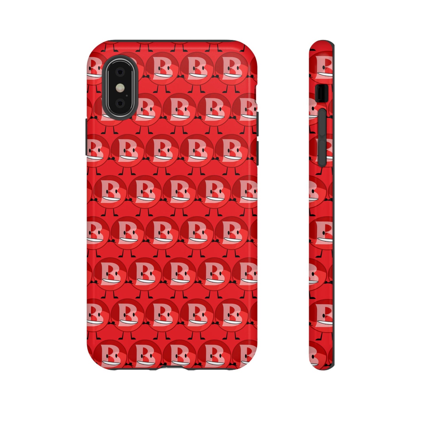 Red Patterned ‘B’ Tough Phone Case — Protective Slim Case with Cute Repeating Initial Design