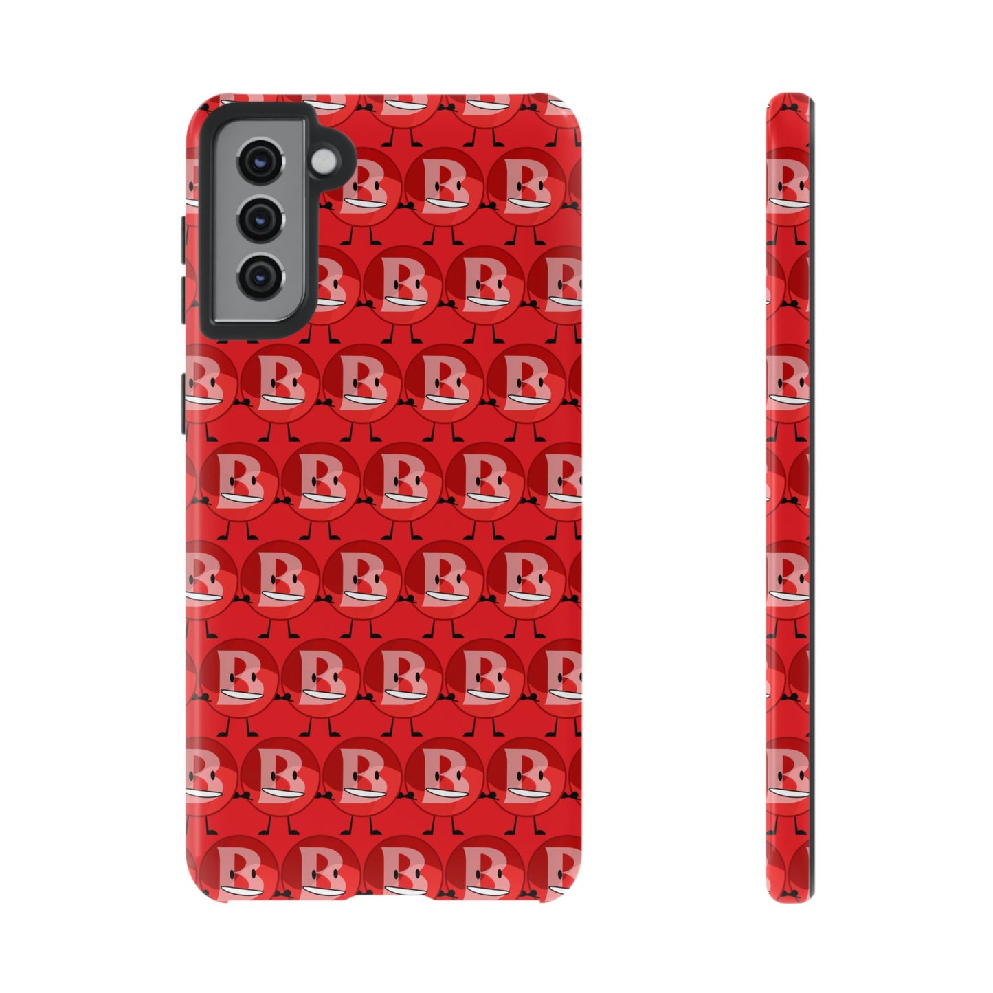 Red Patterned ‘B’ Tough Phone Case — Protective Slim Case with Cute Repeating Initial Design