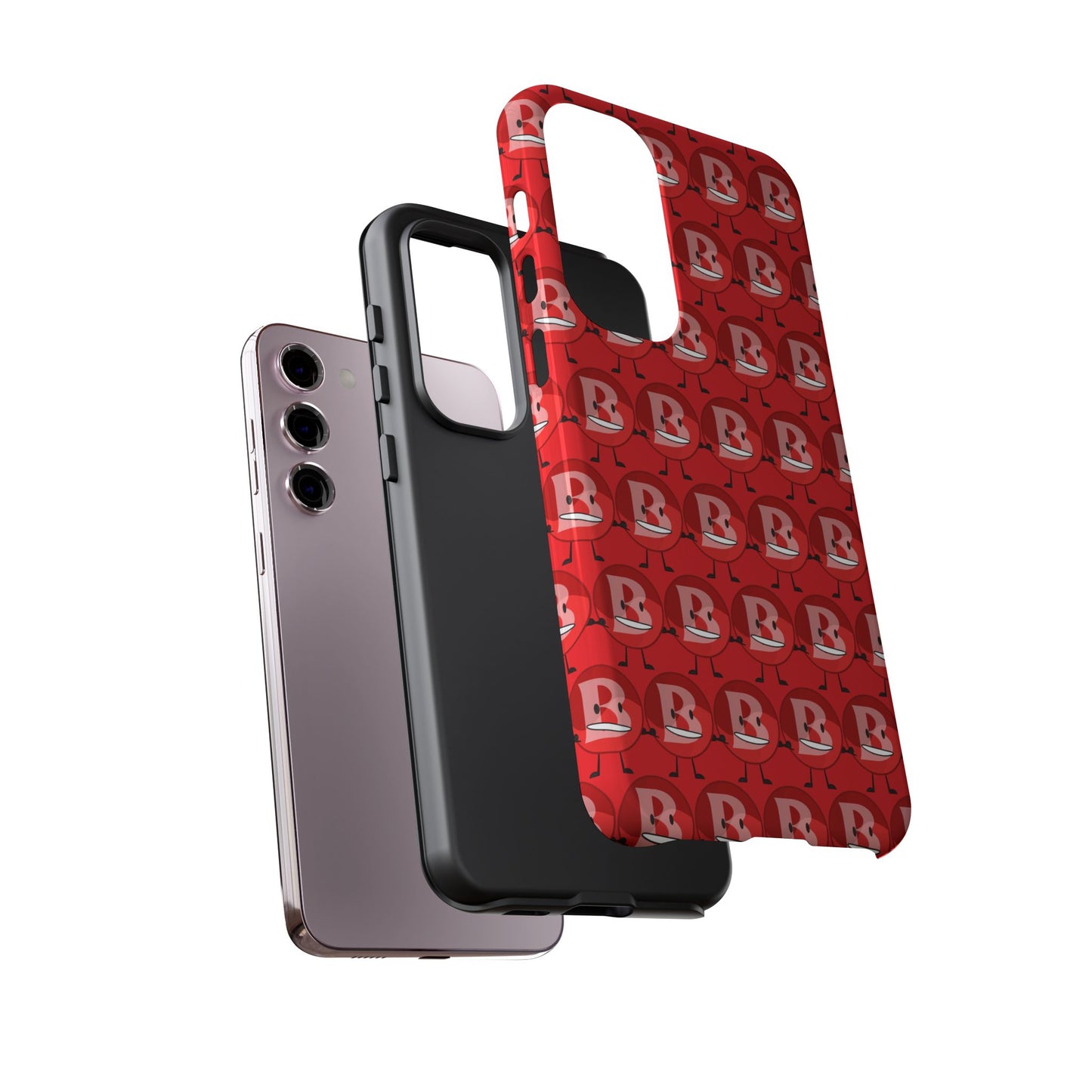 Red Patterned ‘B’ Tough Phone Case — Protective Slim Case with Cute Repeating Initial Design
