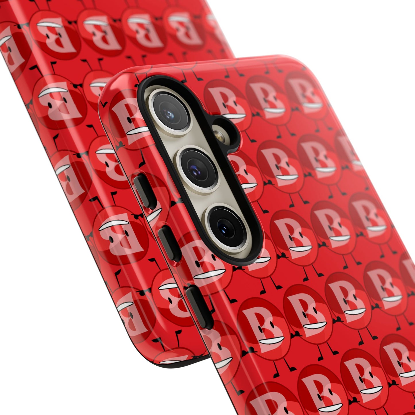 Red Patterned ‘B’ Tough Phone Case — Protective Slim Case with Cute Repeating Initial Design