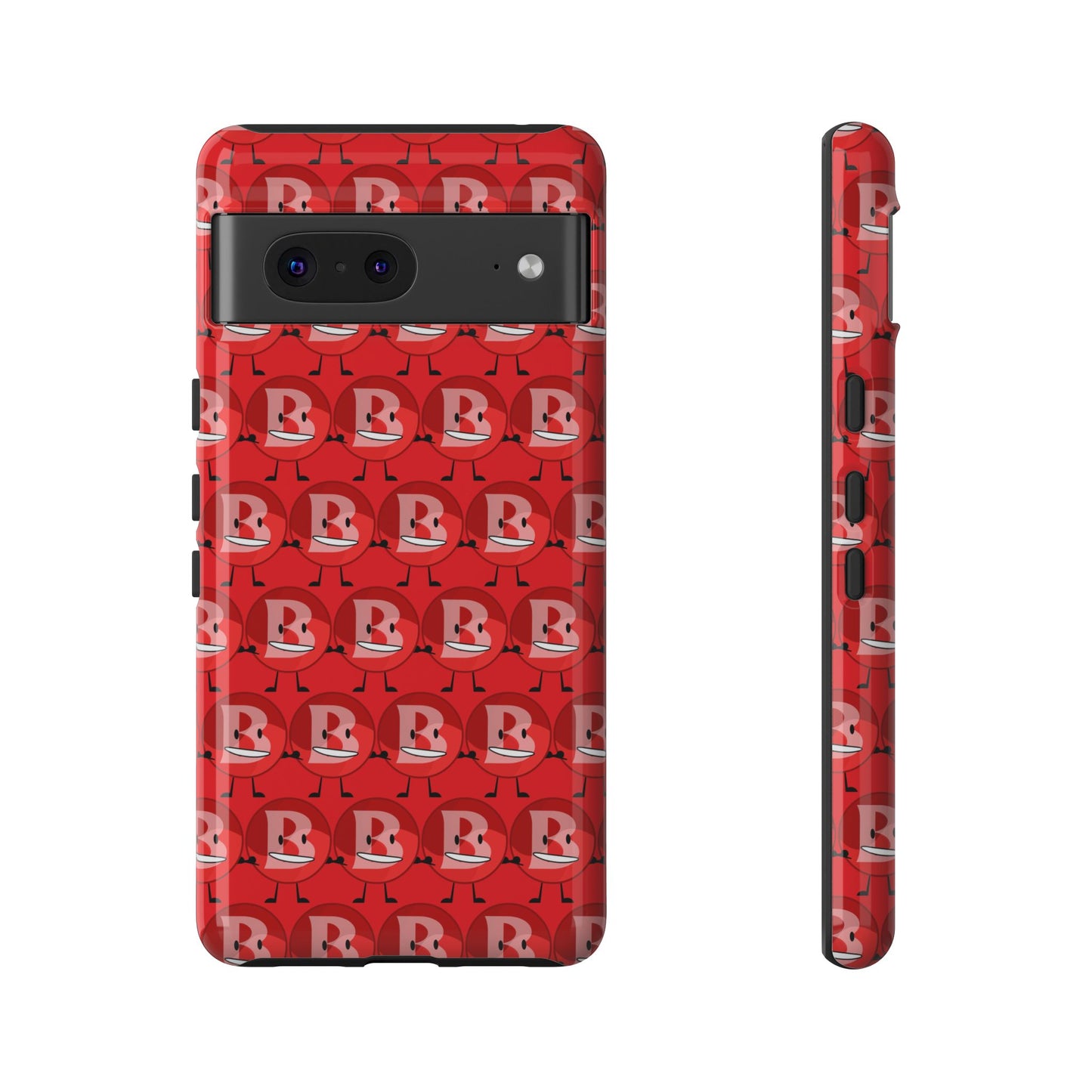 Red Patterned ‘B’ Tough Phone Case — Protective Slim Case with Cute Repeating Initial Design