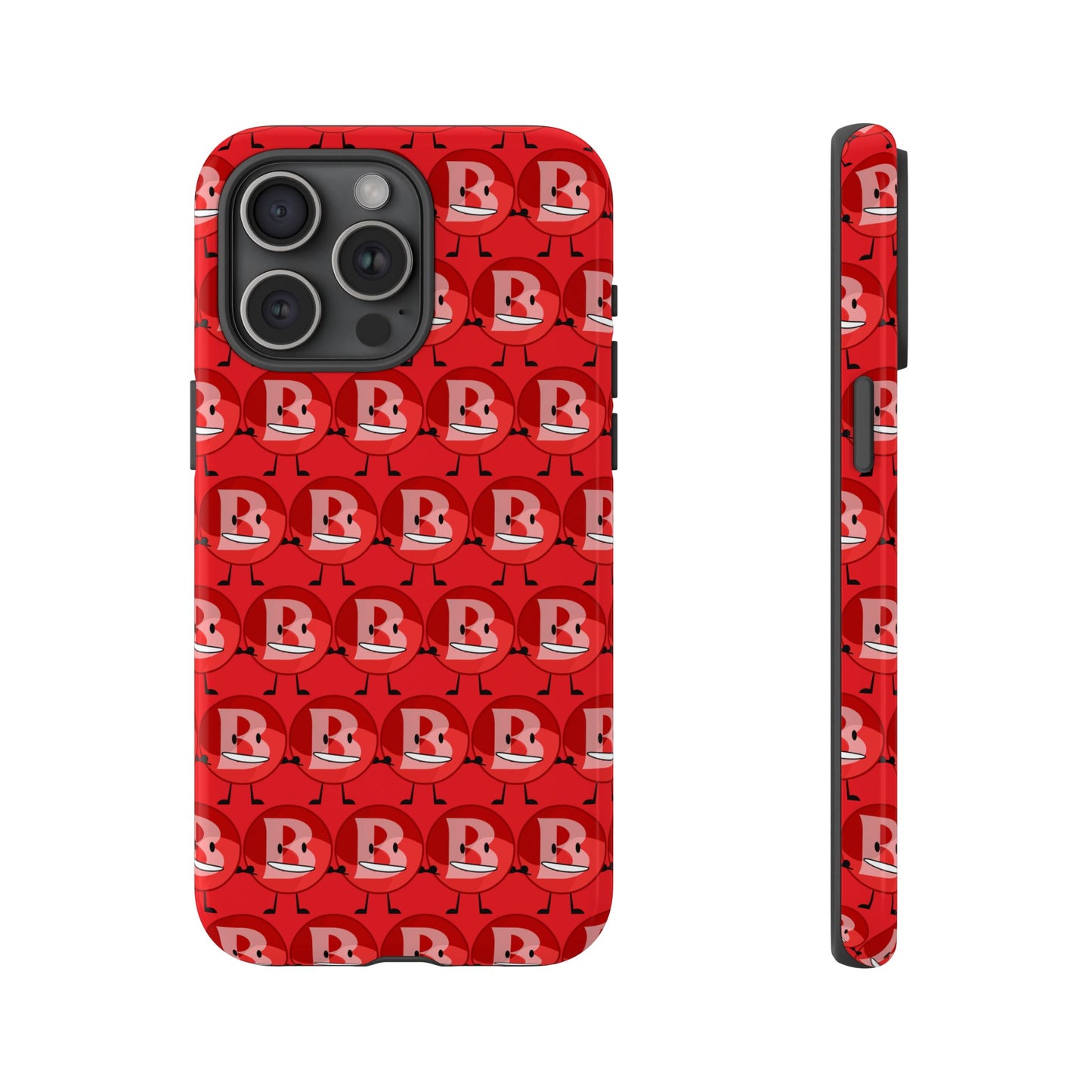 Red Patterned ‘B’ Tough Phone Case — Protective Slim Case with Cute Repeating Initial Design