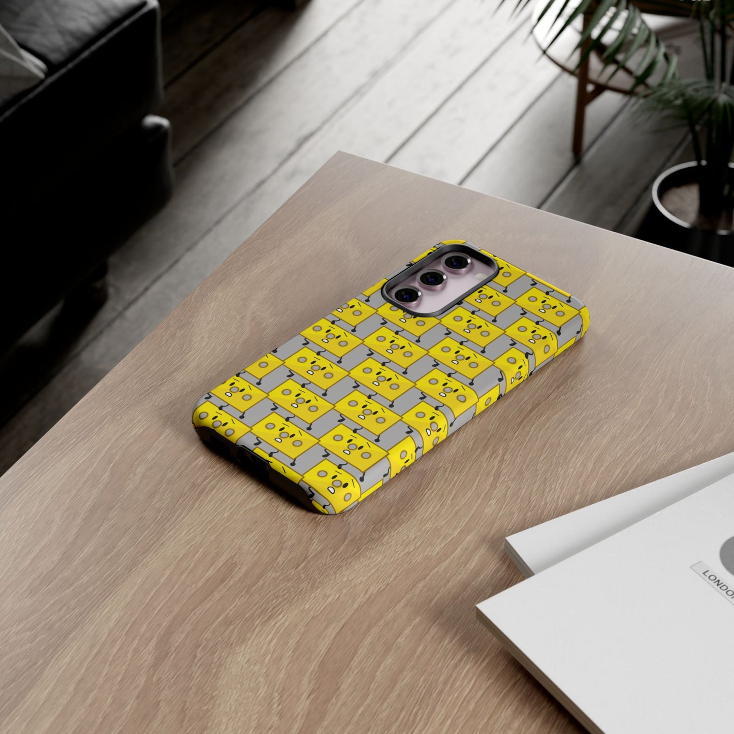Cute Yellow Brick Pattern Phone Case — Cute Face Cartoon Protective iPhone Cover
