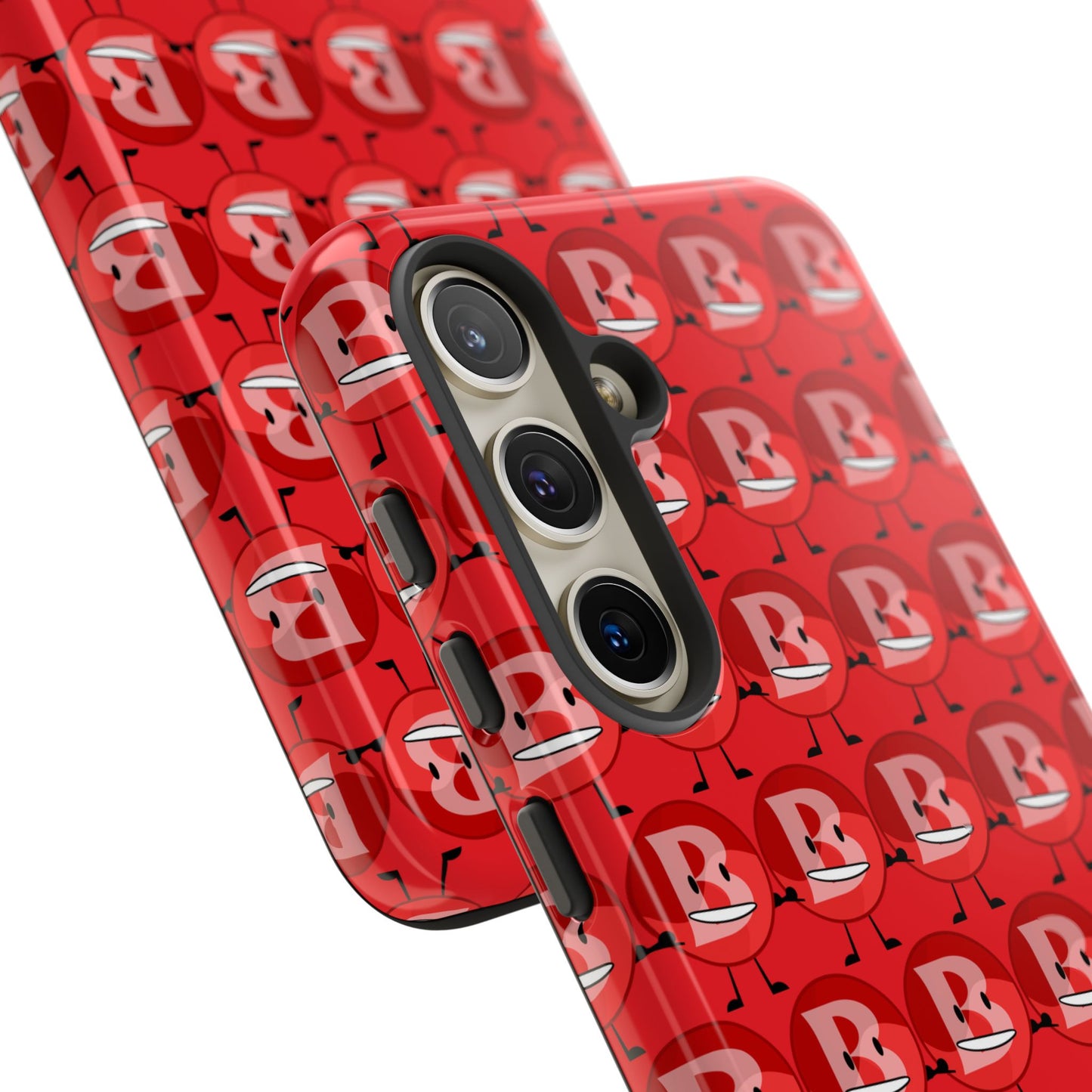Red Patterned ‘B’ Tough Phone Case — Protective Slim Case with Cute Repeating Initial Design
