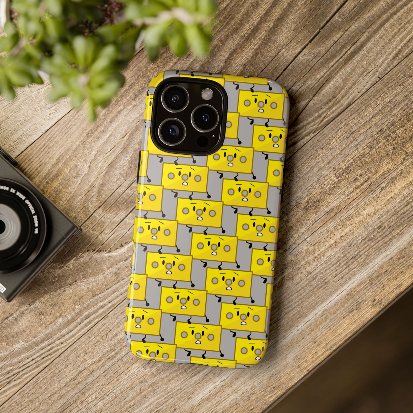 Cute Yellow Brick Pattern Phone Case — Cute Face Cartoon Protective iPhone Cover