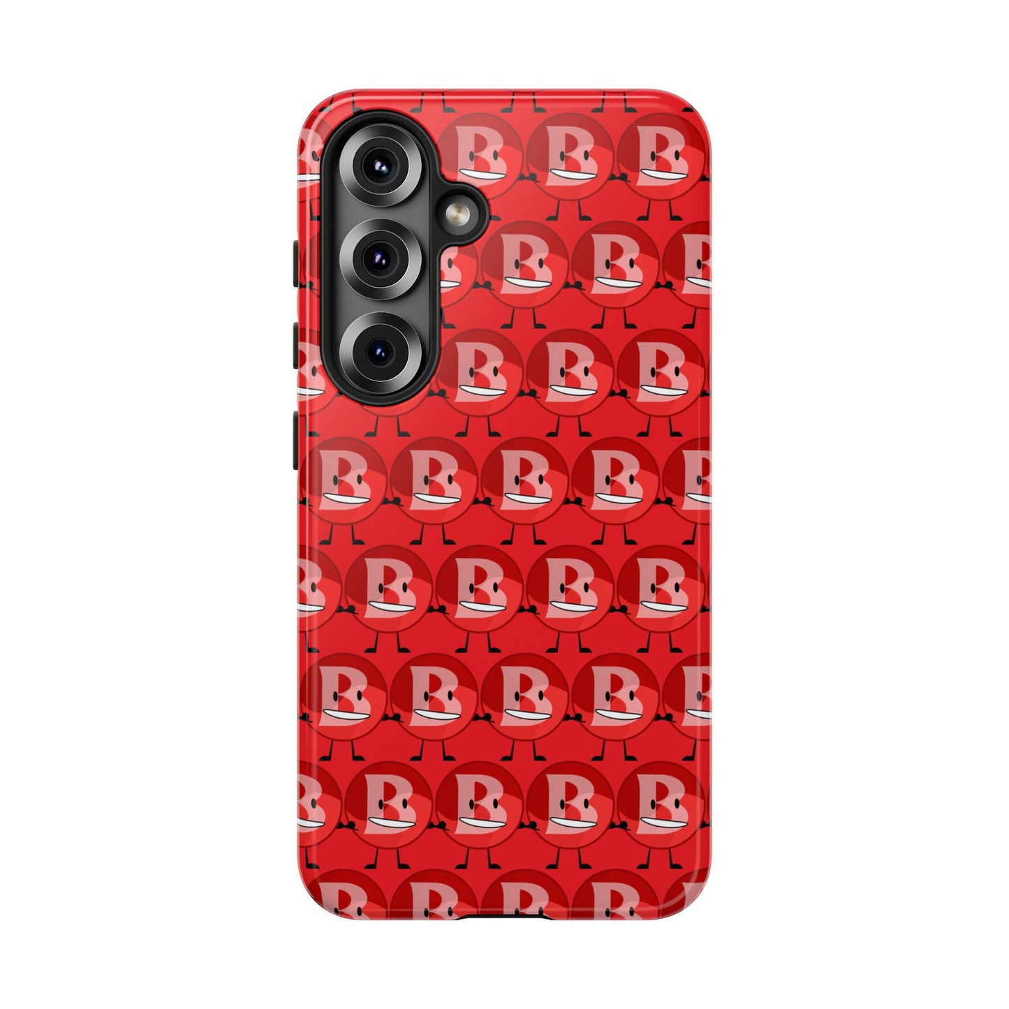 Red Patterned ‘B’ Tough Phone Case — Protective Slim Case with Cute Repeating Initial Design