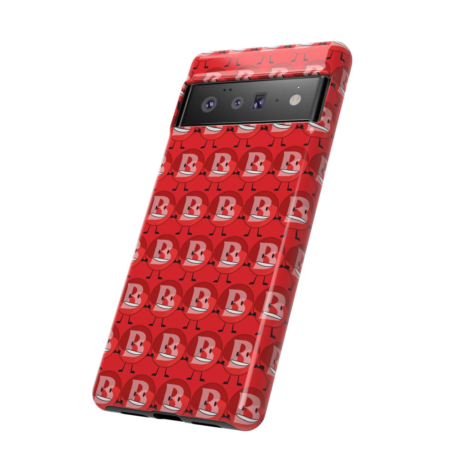 Red Patterned ‘B’ Tough Phone Case — Protective Slim Case with Cute Repeating Initial Design
