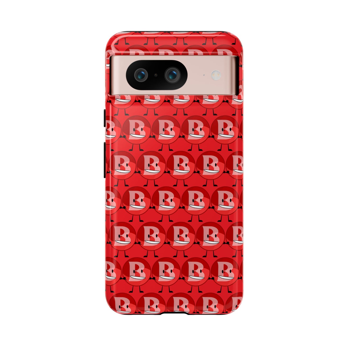 Red Patterned ‘B’ Tough Phone Case — Protective Slim Case with Cute Repeating Initial Design