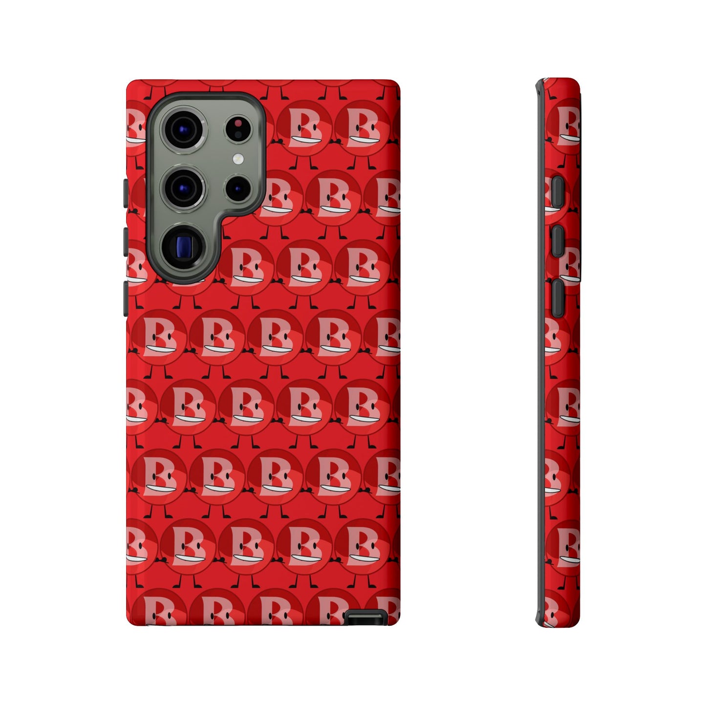 Red Patterned ‘B’ Tough Phone Case — Protective Slim Case with Cute Repeating Initial Design