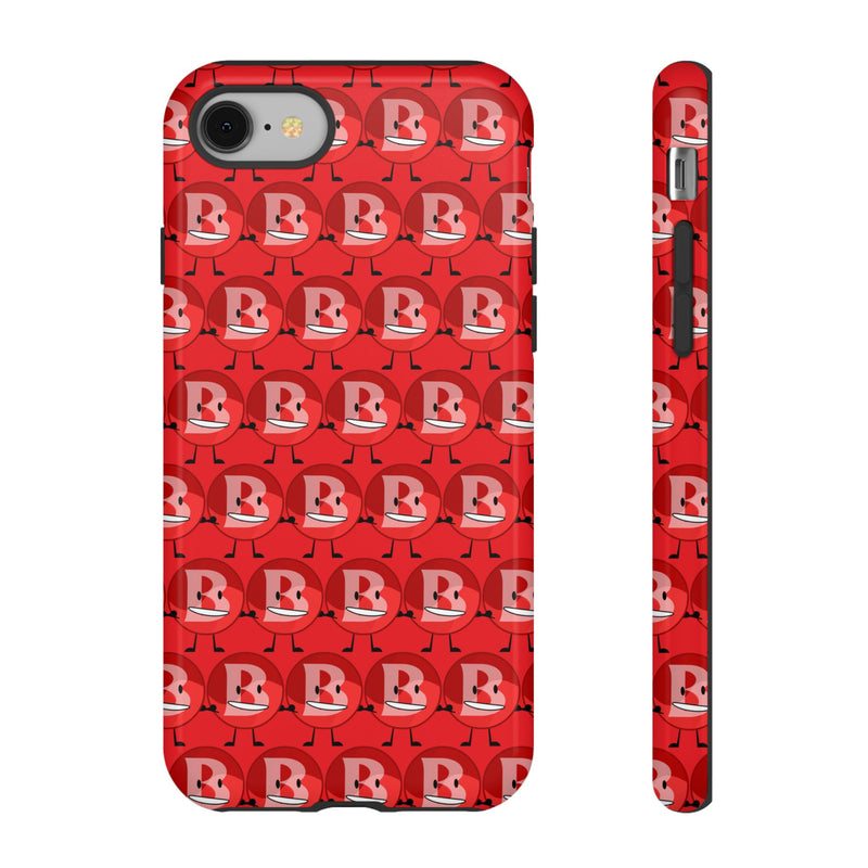 Red Patterned ‘B’ Tough Phone Case — Protective Slim Case with Cute Repeating Initial Design