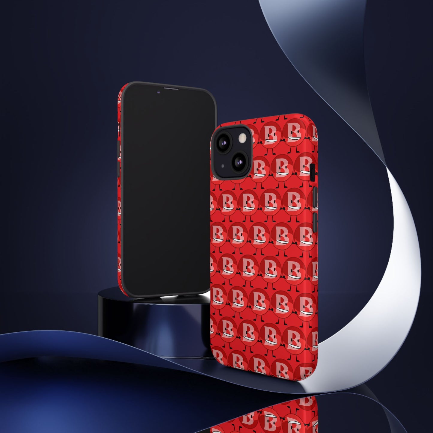 Red Patterned ‘B’ Tough Phone Case — Protective Slim Case with Cute Repeating Initial Design