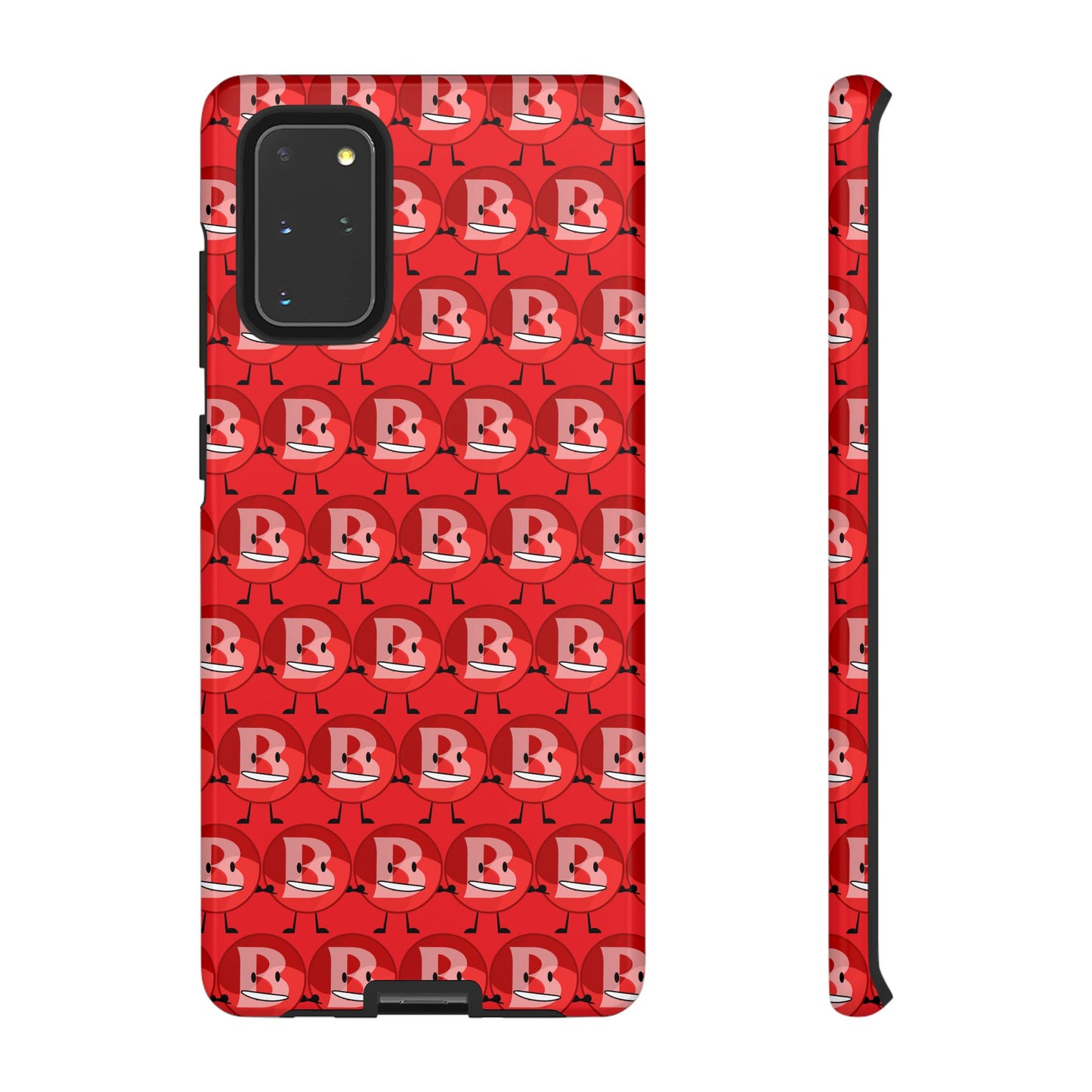 Red Patterned ‘B’ Tough Phone Case — Protective Slim Case with Cute Repeating Initial Design
