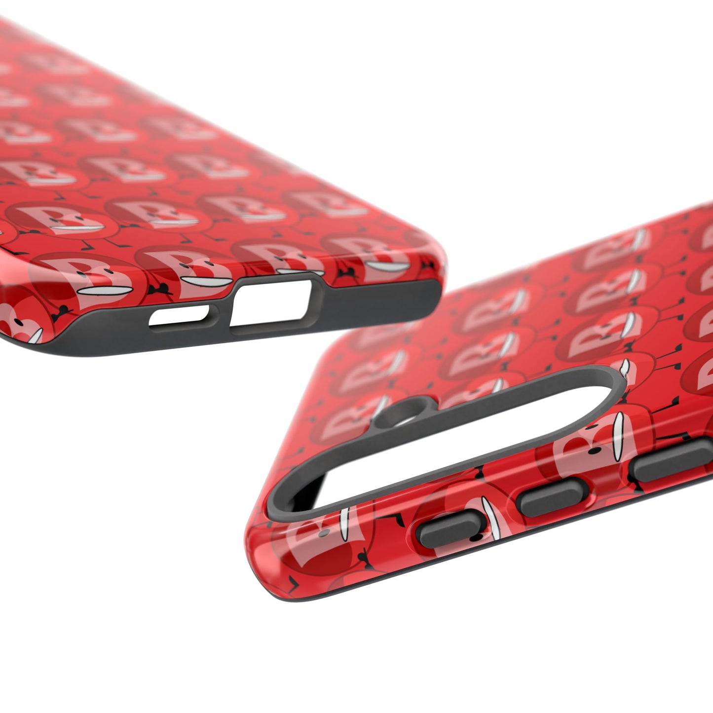 Red Patterned ‘B’ Tough Phone Case — Protective Slim Case with Cute Repeating Initial Design