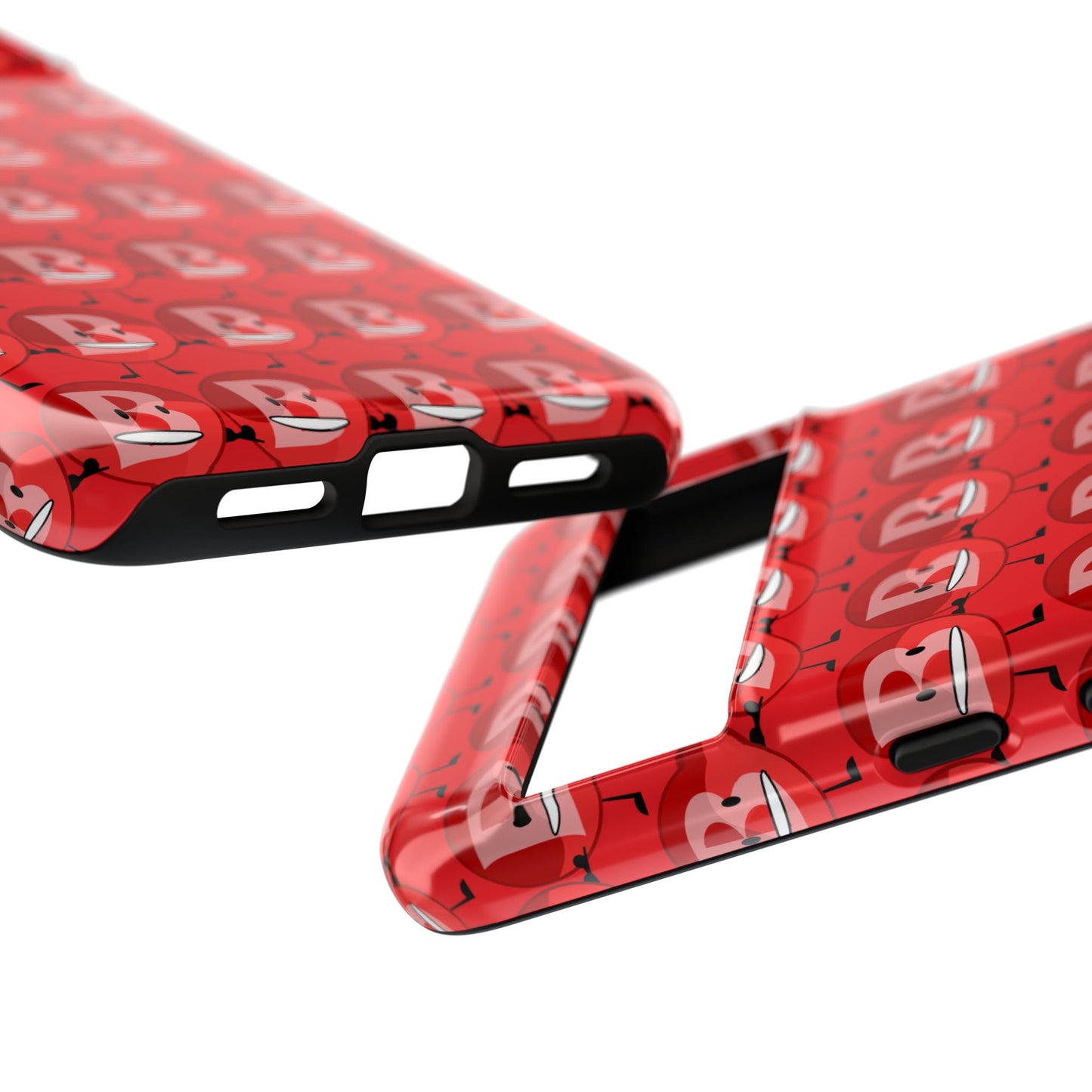 Red Patterned ‘B’ Tough Phone Case — Protective Slim Case with Cute Repeating Initial Design