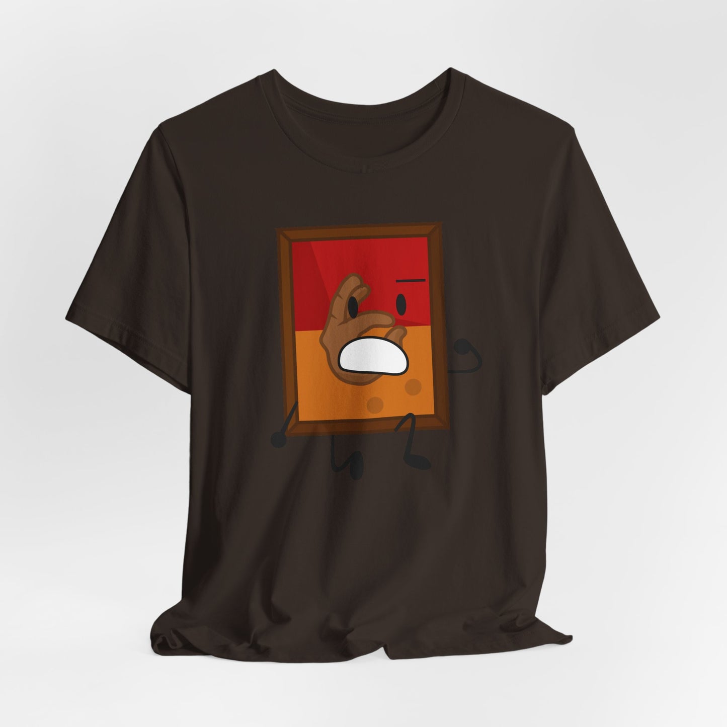 Funny Cartoon Book & Button Graphic T-Shirt