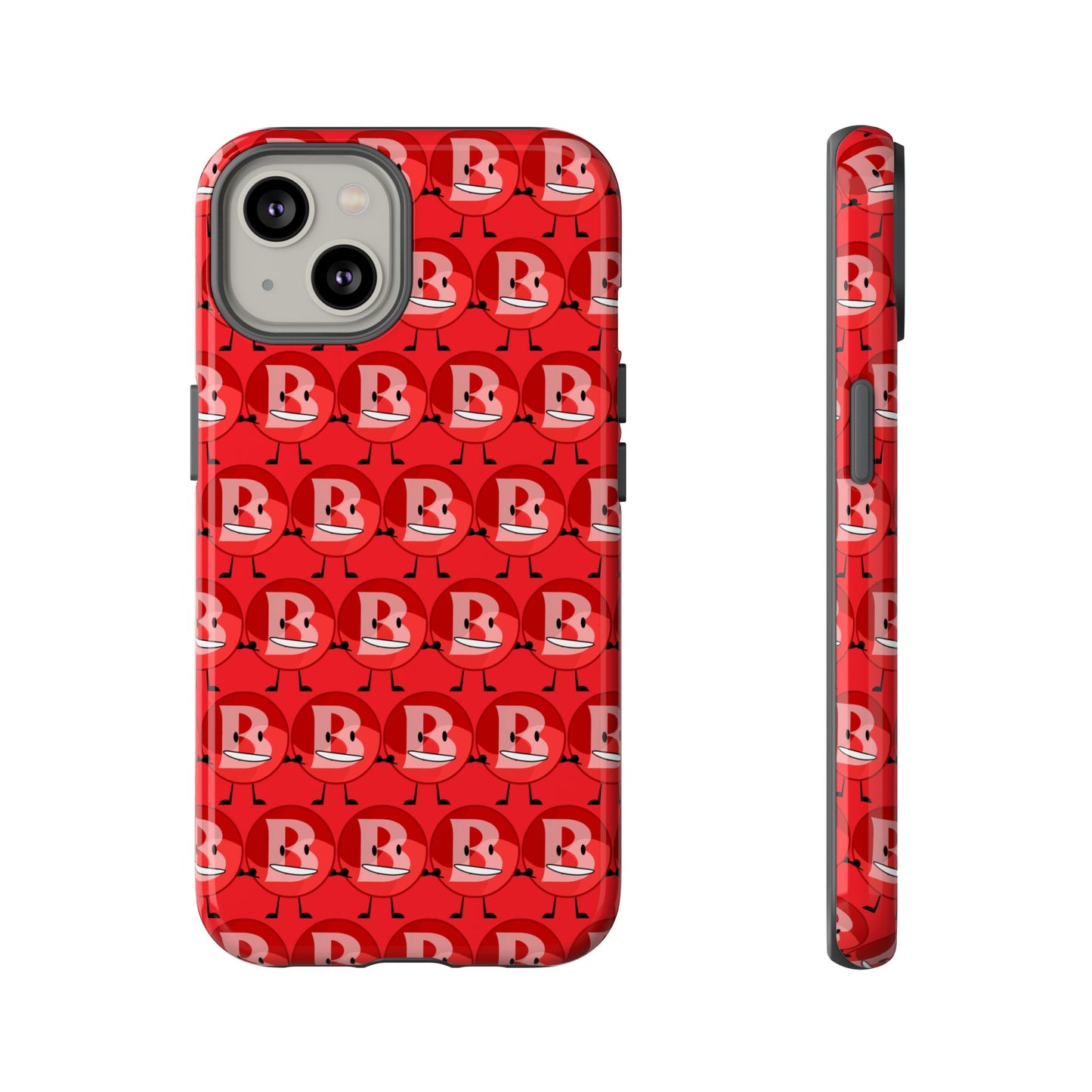 Red Patterned ‘B’ Tough Phone Case — Protective Slim Case with Cute Repeating Initial Design