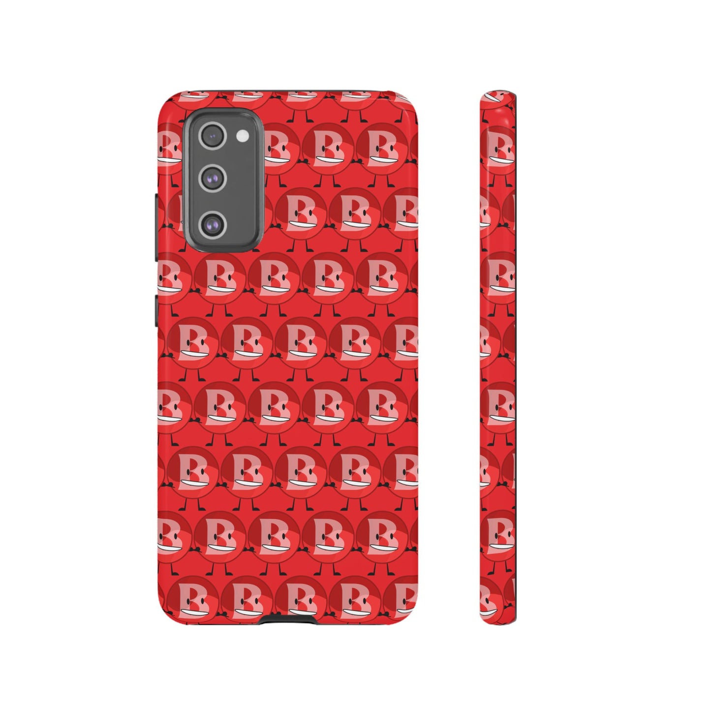 Red Patterned ‘B’ Tough Phone Case — Protective Slim Case with Cute Repeating Initial Design
