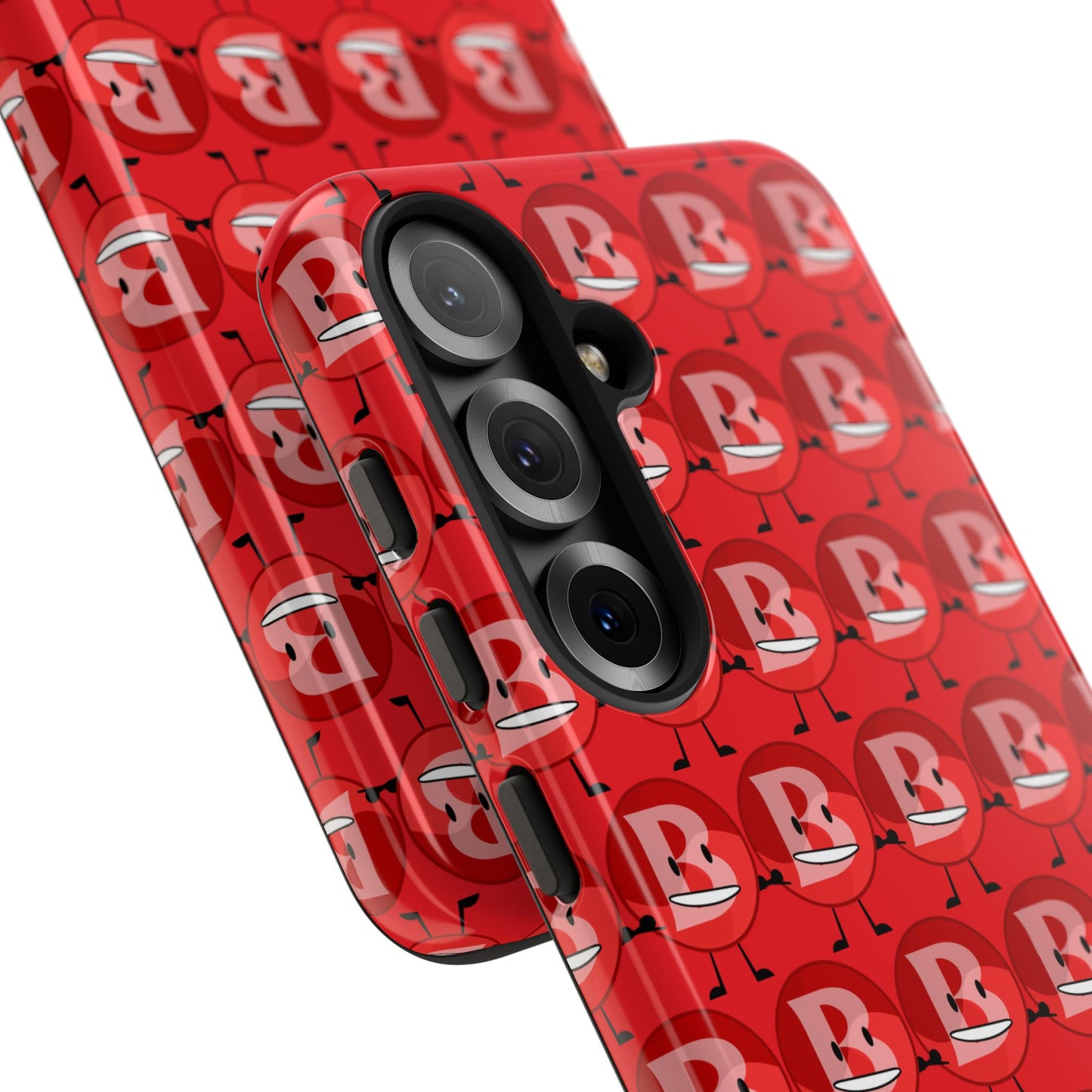 Red Patterned ‘B’ Tough Phone Case — Protective Slim Case with Cute Repeating Initial Design